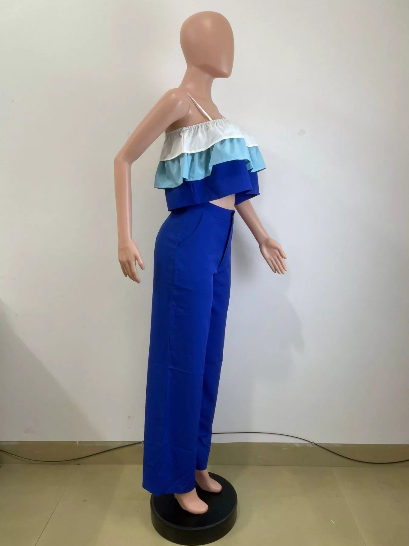 Layered Ruffle Crop Top and Pants Set designed for comfort and style at Lookzlike