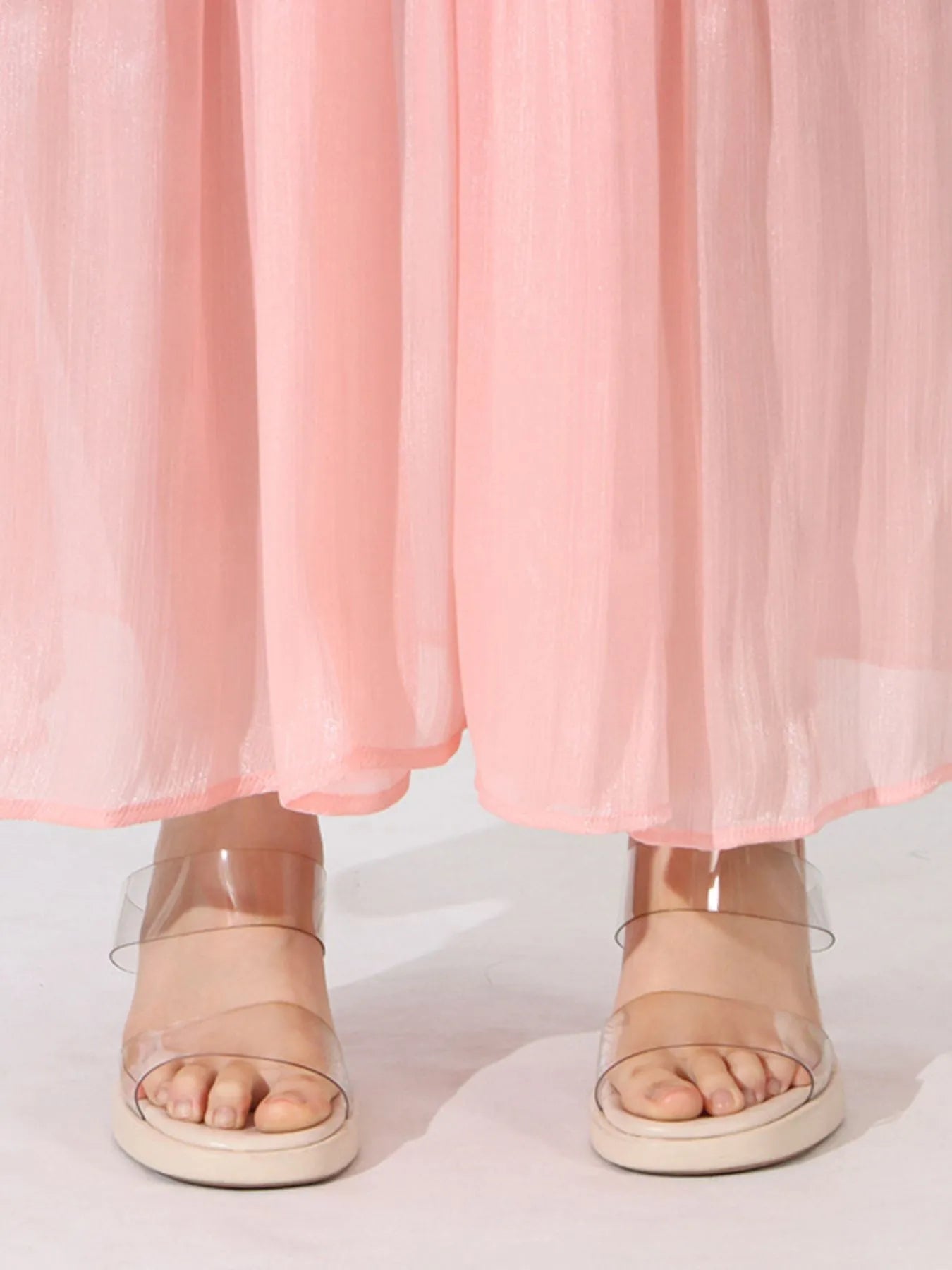 Layered Surplice Puff Sleeve Maxi Dress designed for comfort and style at Lookzlike