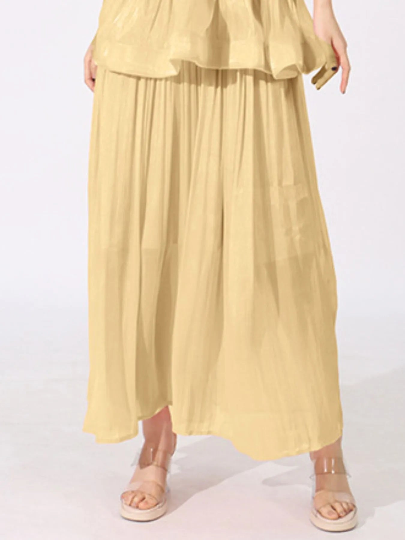 Layered Surplice Puff Sleeve Maxi Dress designed for comfort and style at Lookzlike