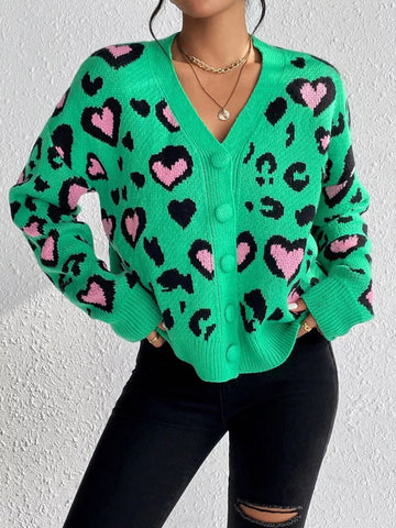 Leopard Button Front Cardigan designed for comfort and style at Lookzlike