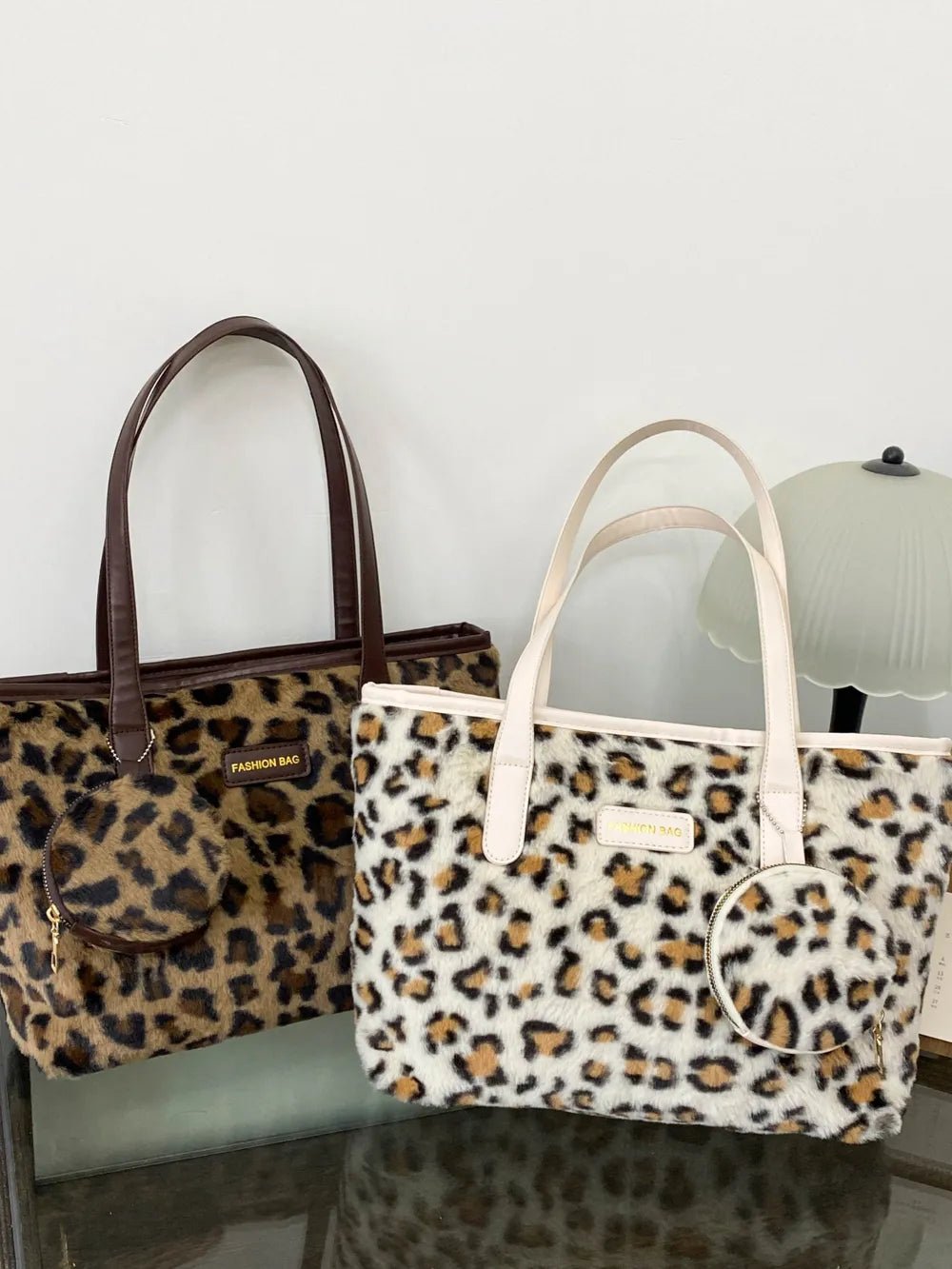 Leopard Faux Fur Tote Bag with Coin Purse - Lookzlike