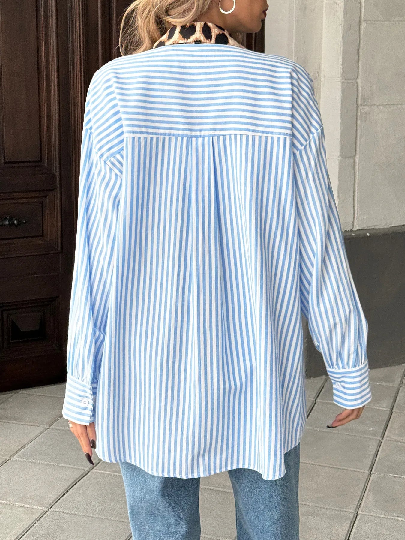 Leopard Floral Striped Casual Button - Up Shirt designed for comfort and style at Lookzlike