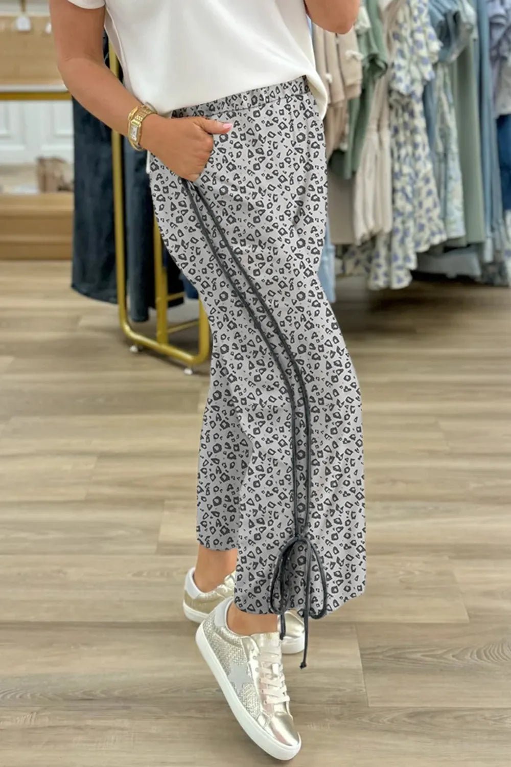 Leopard High Waist Side Bow Pants - Lookzlike