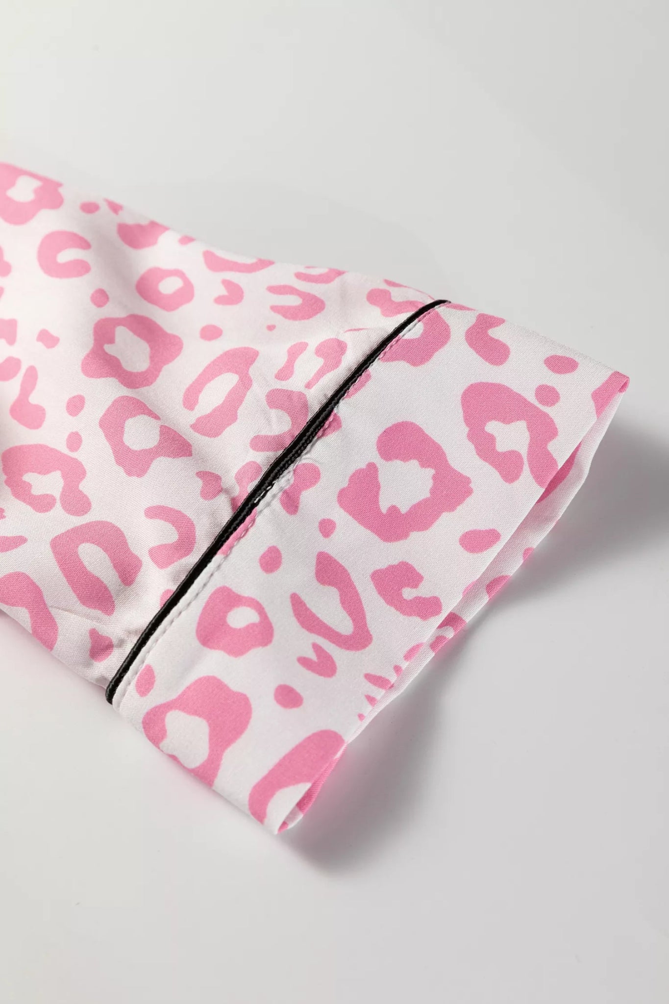 Leopard Print Button Up Top and Pants 2cps Pajama Set designed for comfort and style at Lookzlike