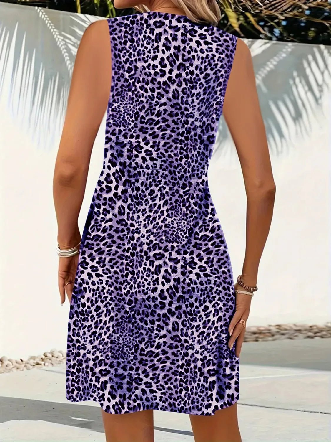Leopard V-Neck Sleeveless Mini Dress - Lookzlike