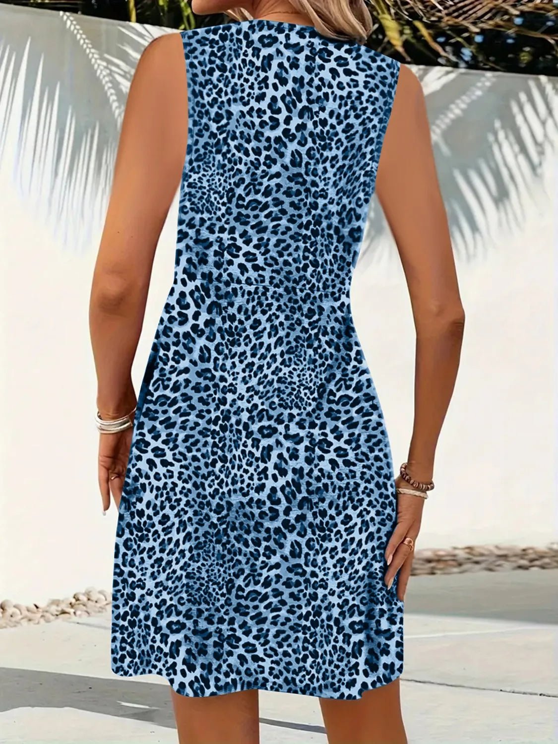 Leopard V-Neck Sleeveless Mini Dress - Lookzlike