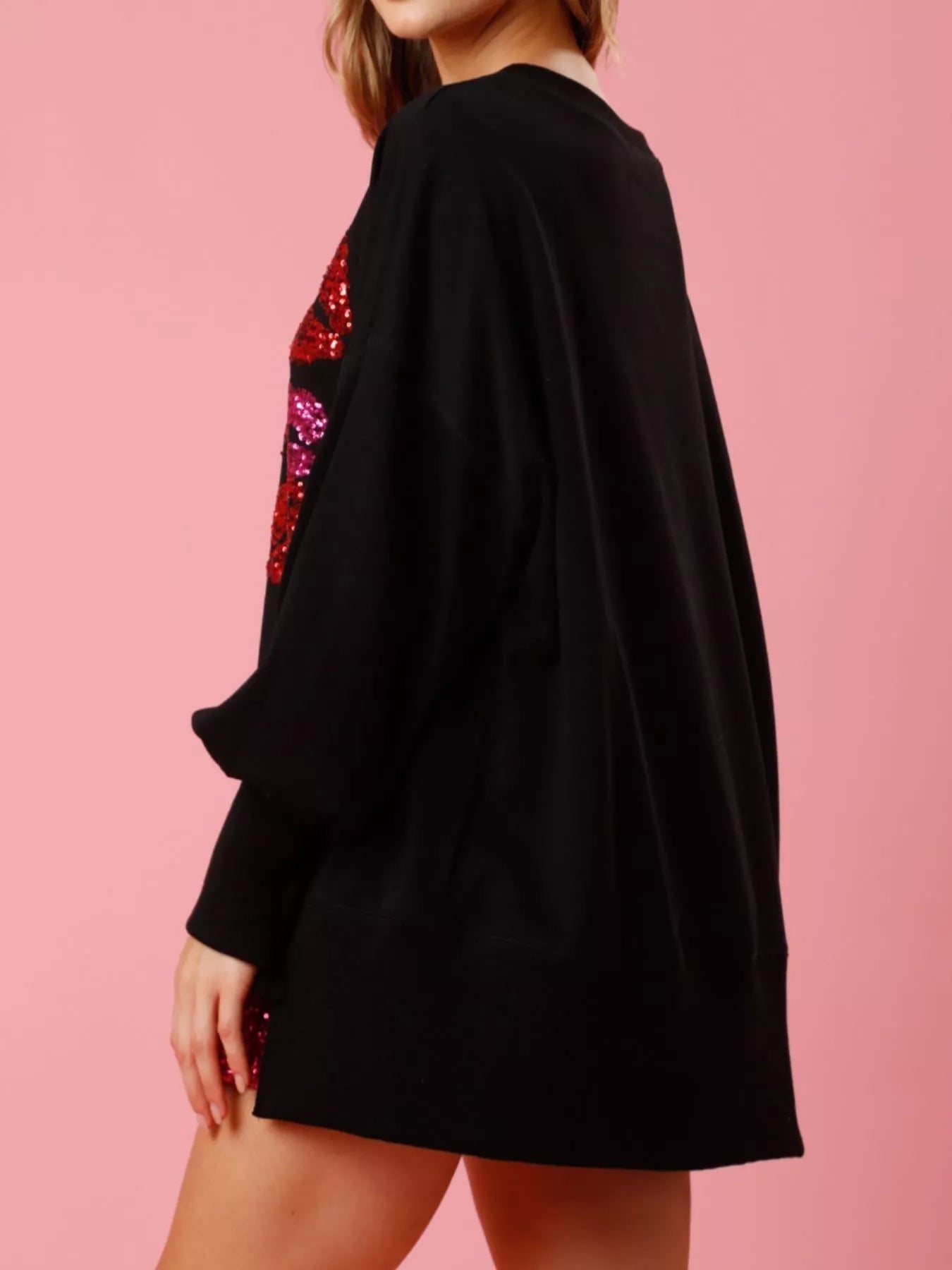 Lips Round Neck Dropped Shoulder Sweatshirt designed for comfort and style at Lookzlike