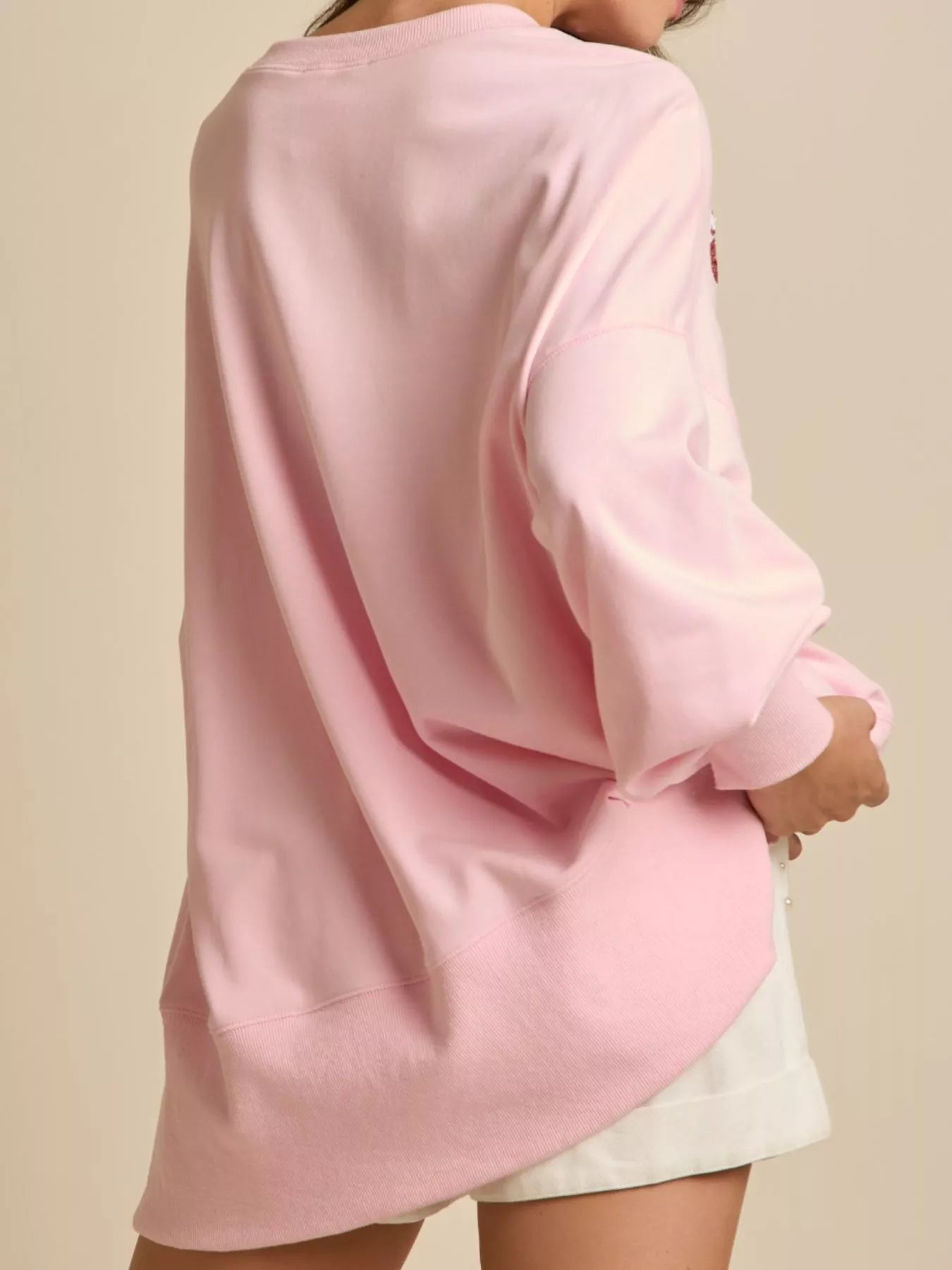 Lips Round Neck Dropped Shoulder Sweatshirt designed for comfort and style at Lookzlike