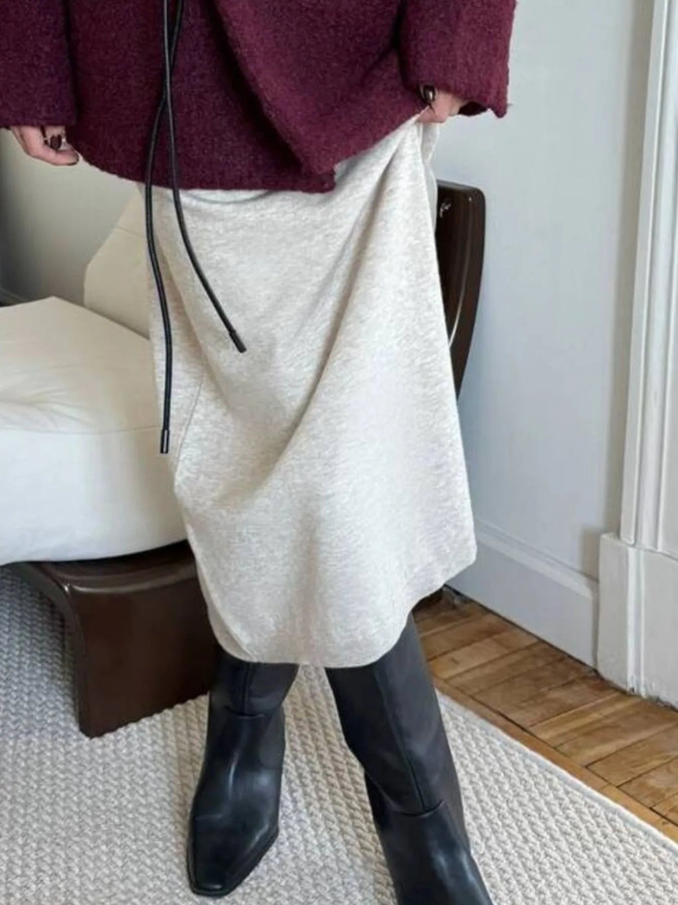 Long Sleeve Collared Neck Knit Dress - Lookzlike