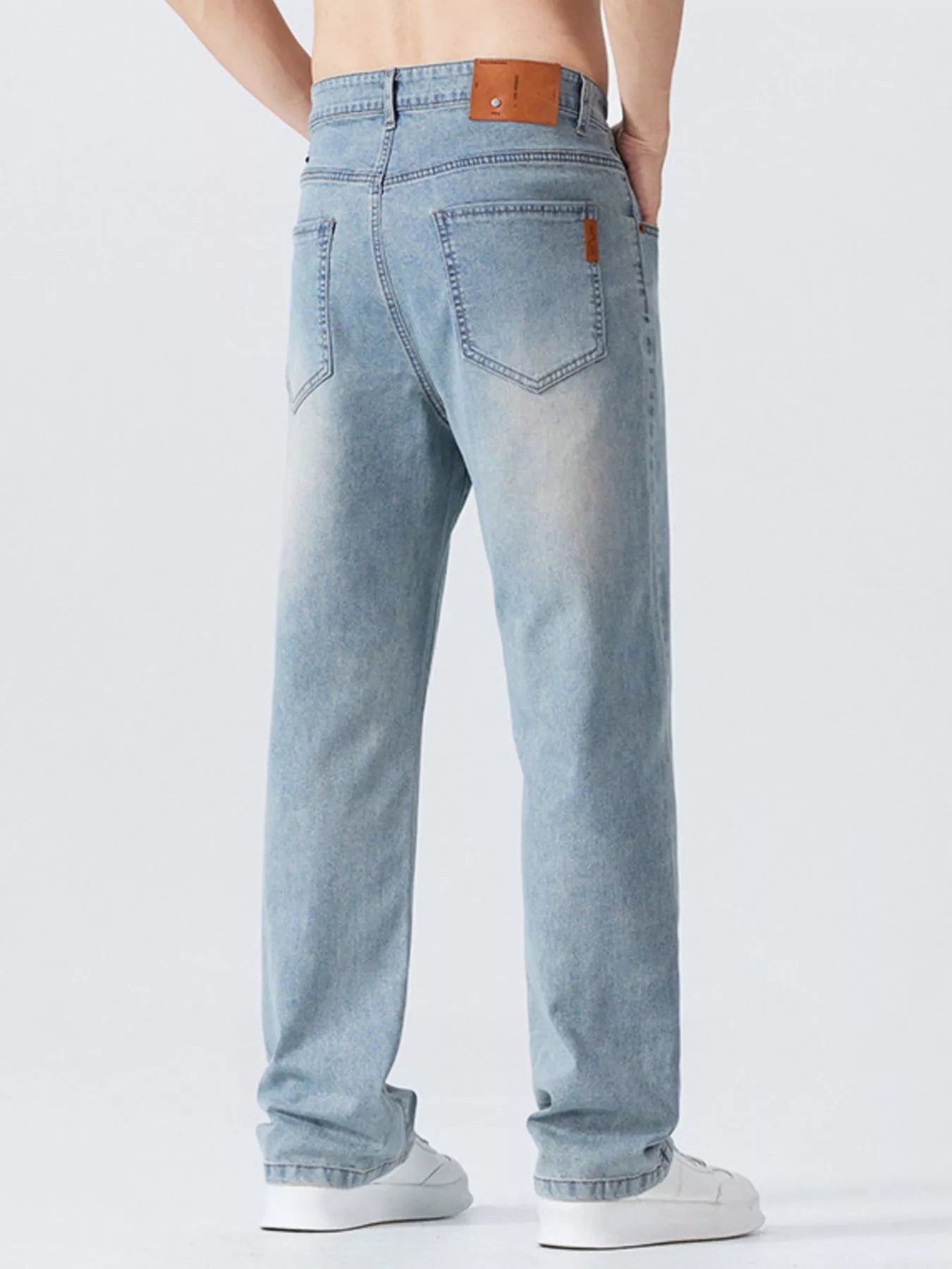 Men's Casual Straight - Leg Wash Jeans designed for comfort and style at Lookzlike