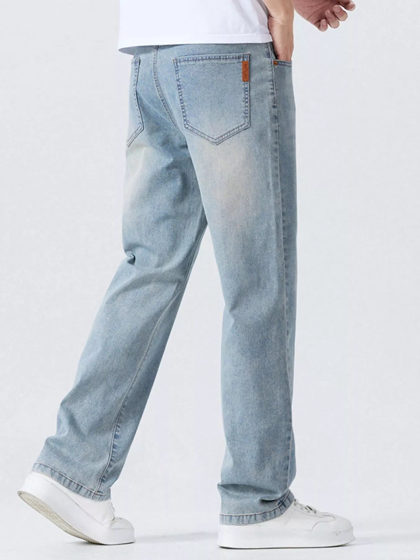 Men's Casual Straight - Leg Wash Jeans designed for comfort and style at Lookzlike