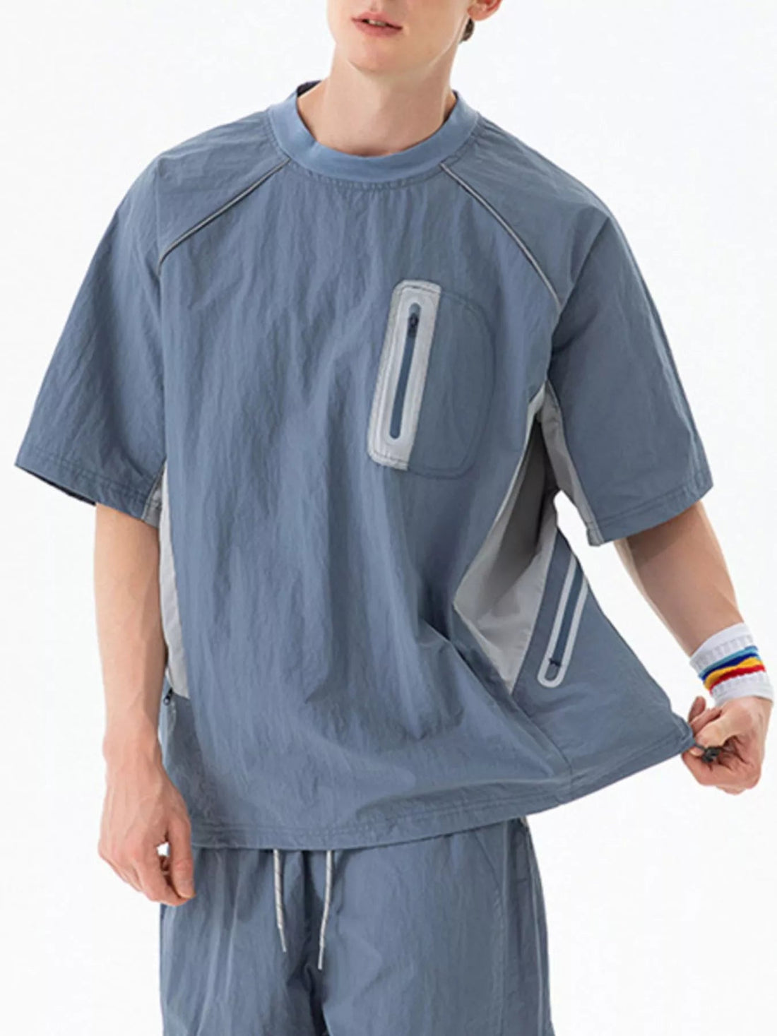 Men's Contrast Round Neck Half Sleeve Active T-Shirt designed for comfort and style at Lookzlike