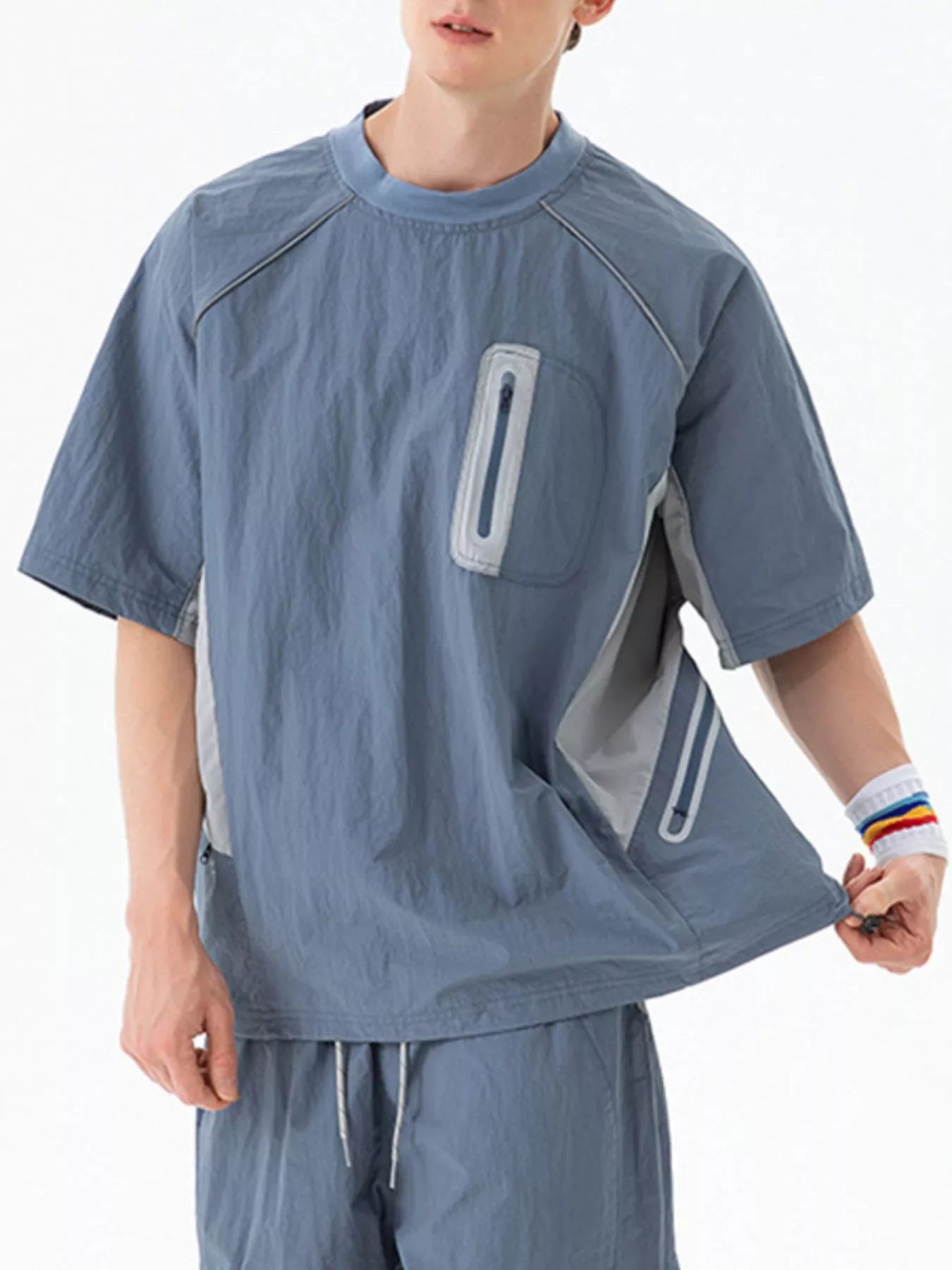 Men's Contrast Round Neck Half Sleeve Active T-Shirt designed for comfort and style at Lookzlike
