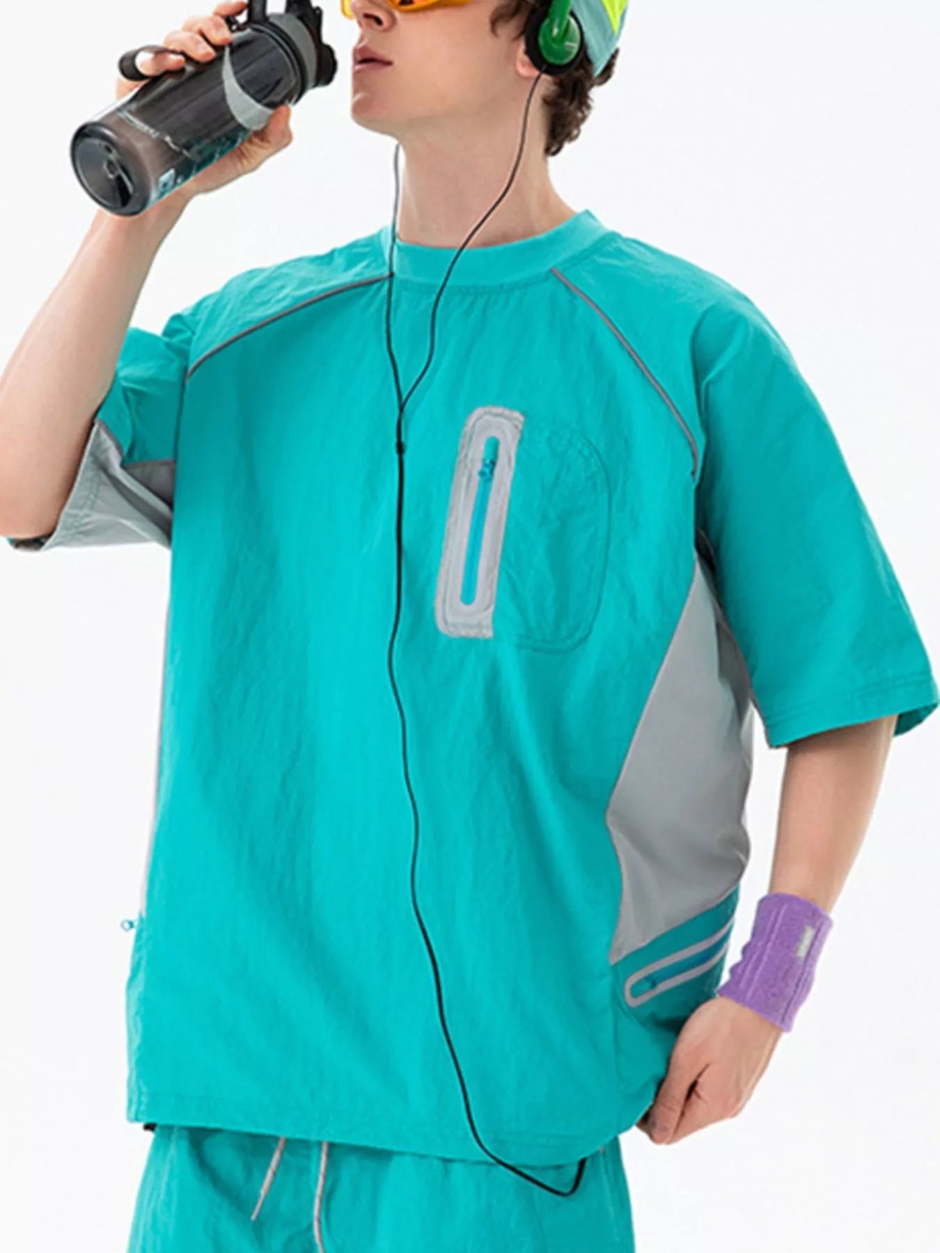 Men's Contrast Round Neck Half Sleeve Active T-Shirt designed for comfort and style at Lookzlike