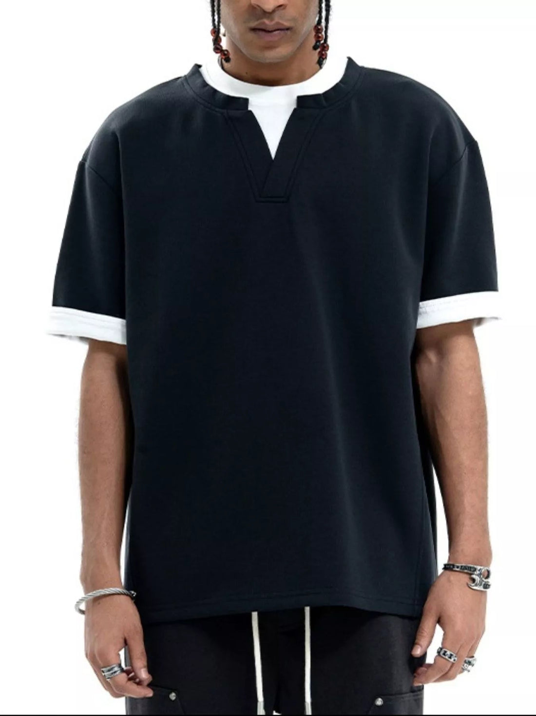 Men's Contrast Trim Short Sleeve T-Shirt designed for comfort and style at Lookzlike