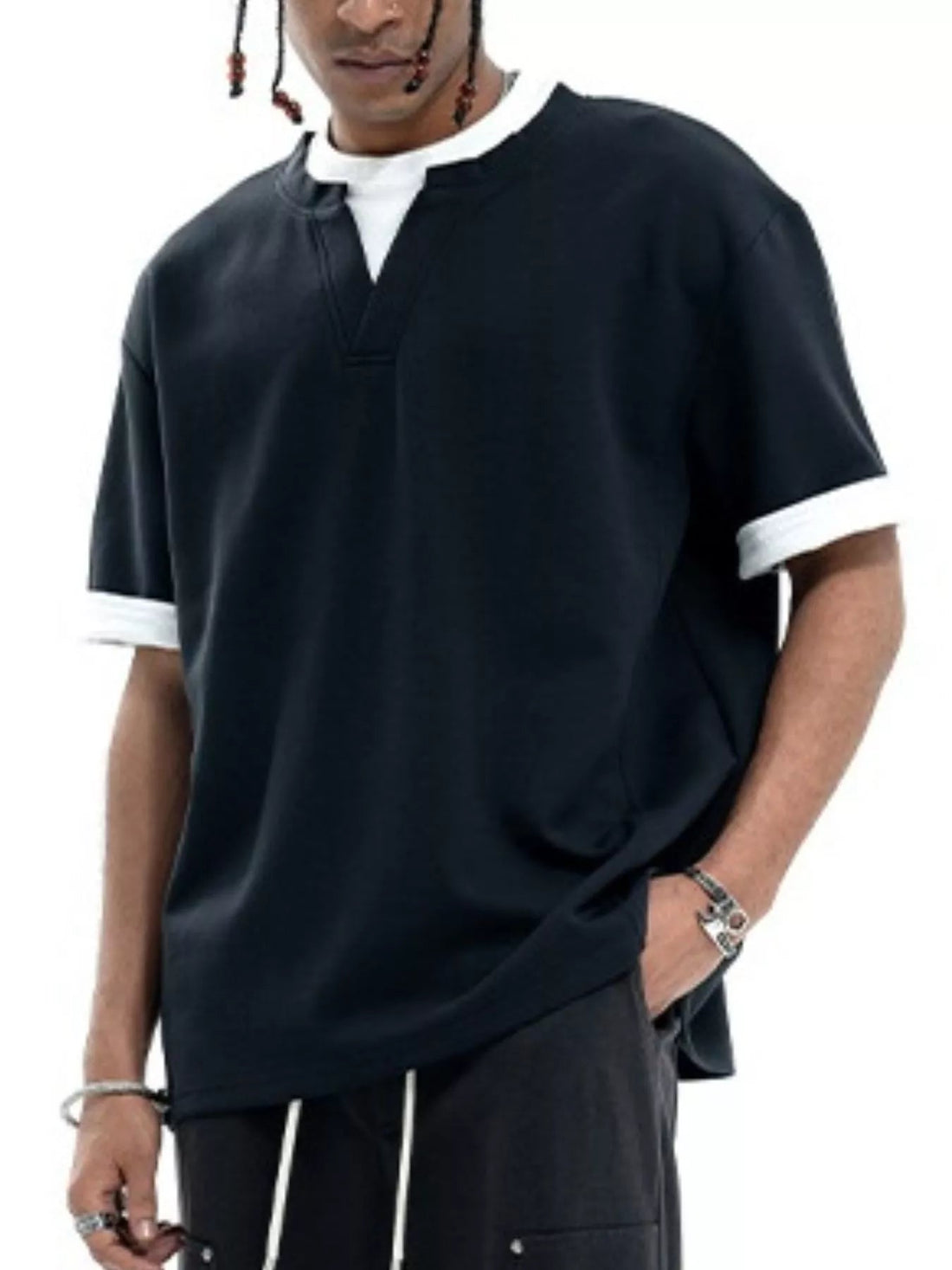 Men's Contrast Trim Short Sleeve T-Shirt designed for comfort and style at Lookzlike