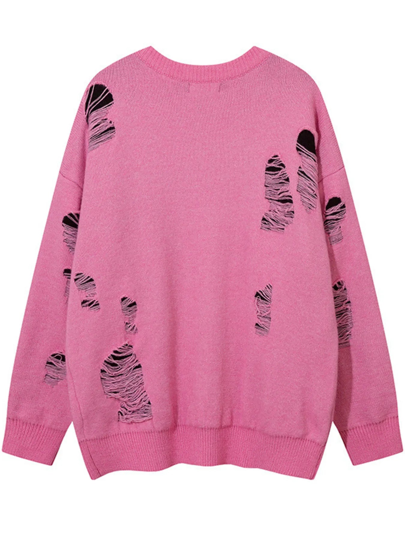 Men's Distressed Letter Round Neck Sweater designed for comfort and style at Lookzlike
