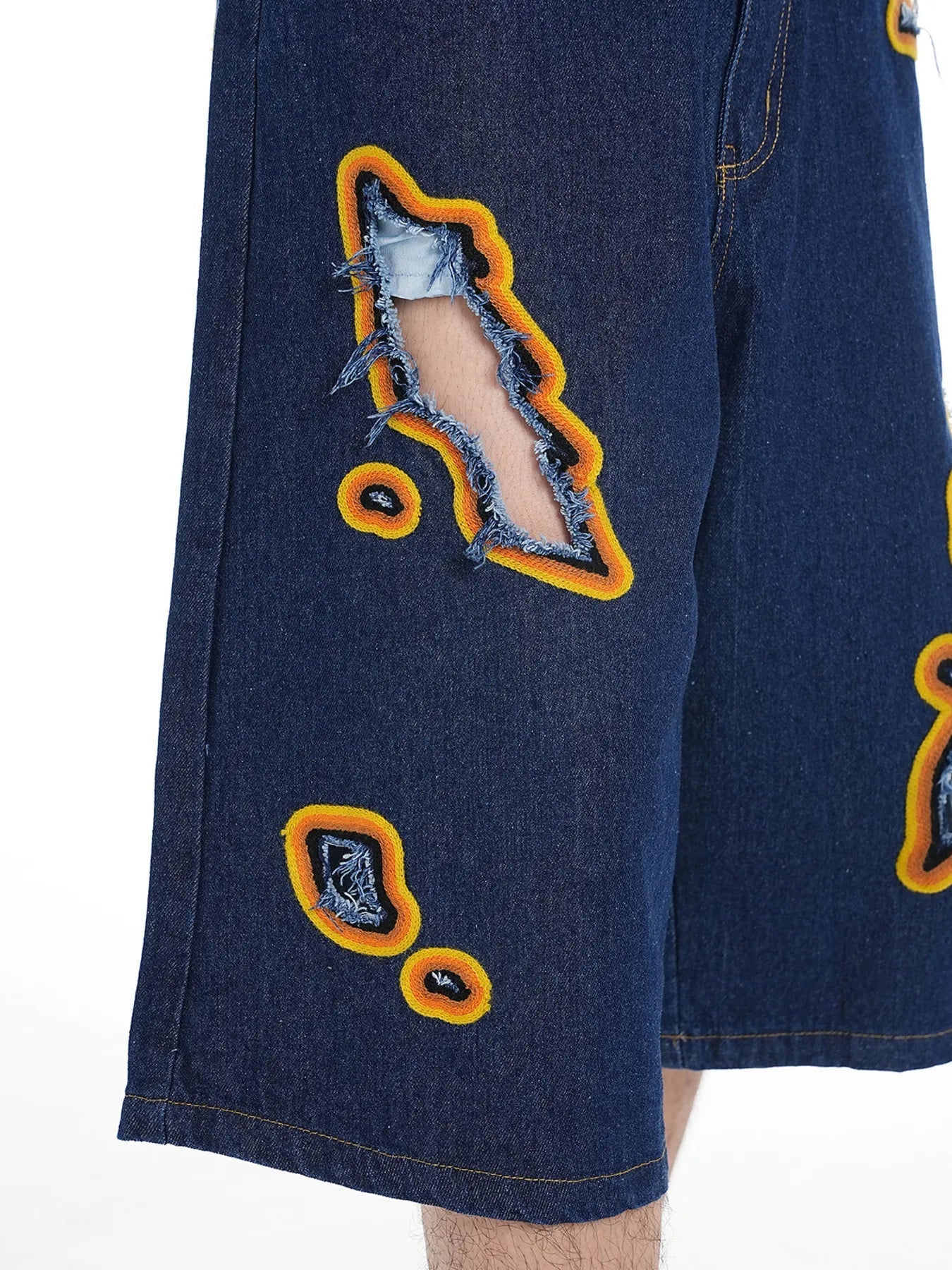 Men's Distressed Loose Fit Denim Shorts - Lookzlike