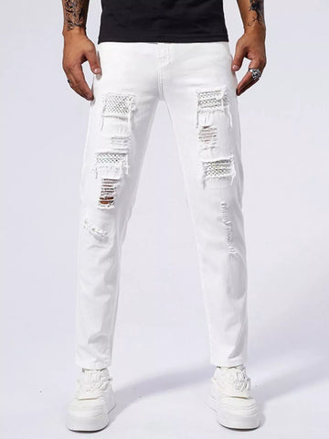 Men's Distressed Slim Fit Jeans designed for comfort and style at Lookzlike
