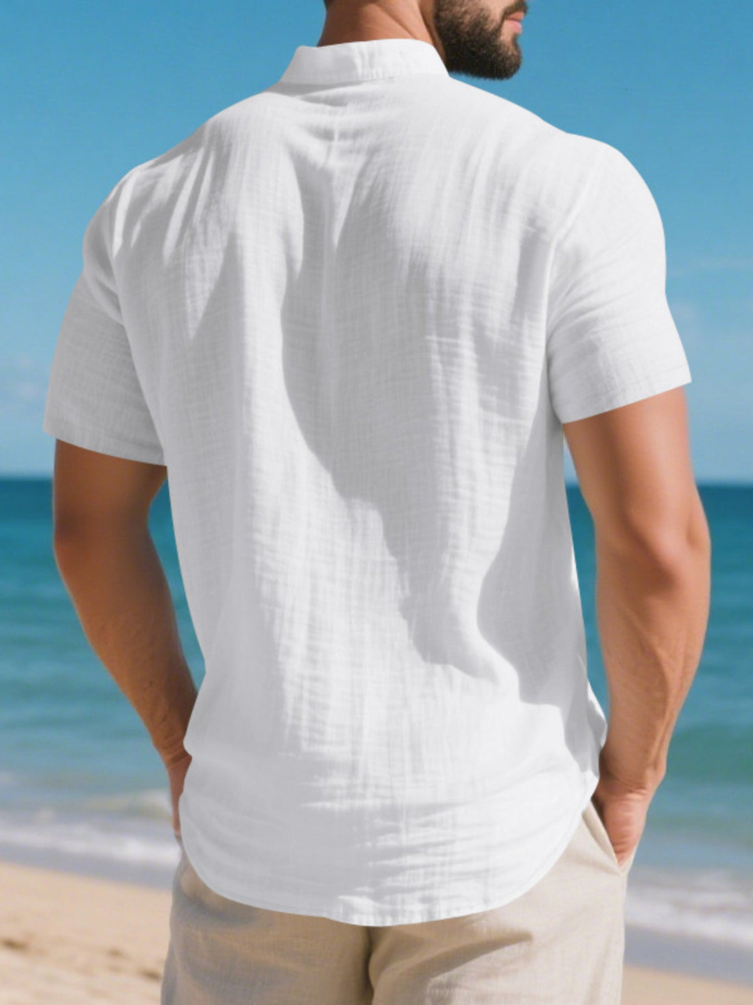Men's Full Size Button Detail Short Sleeve Shirt Plus Size designed for comfort and style at Lookzlike