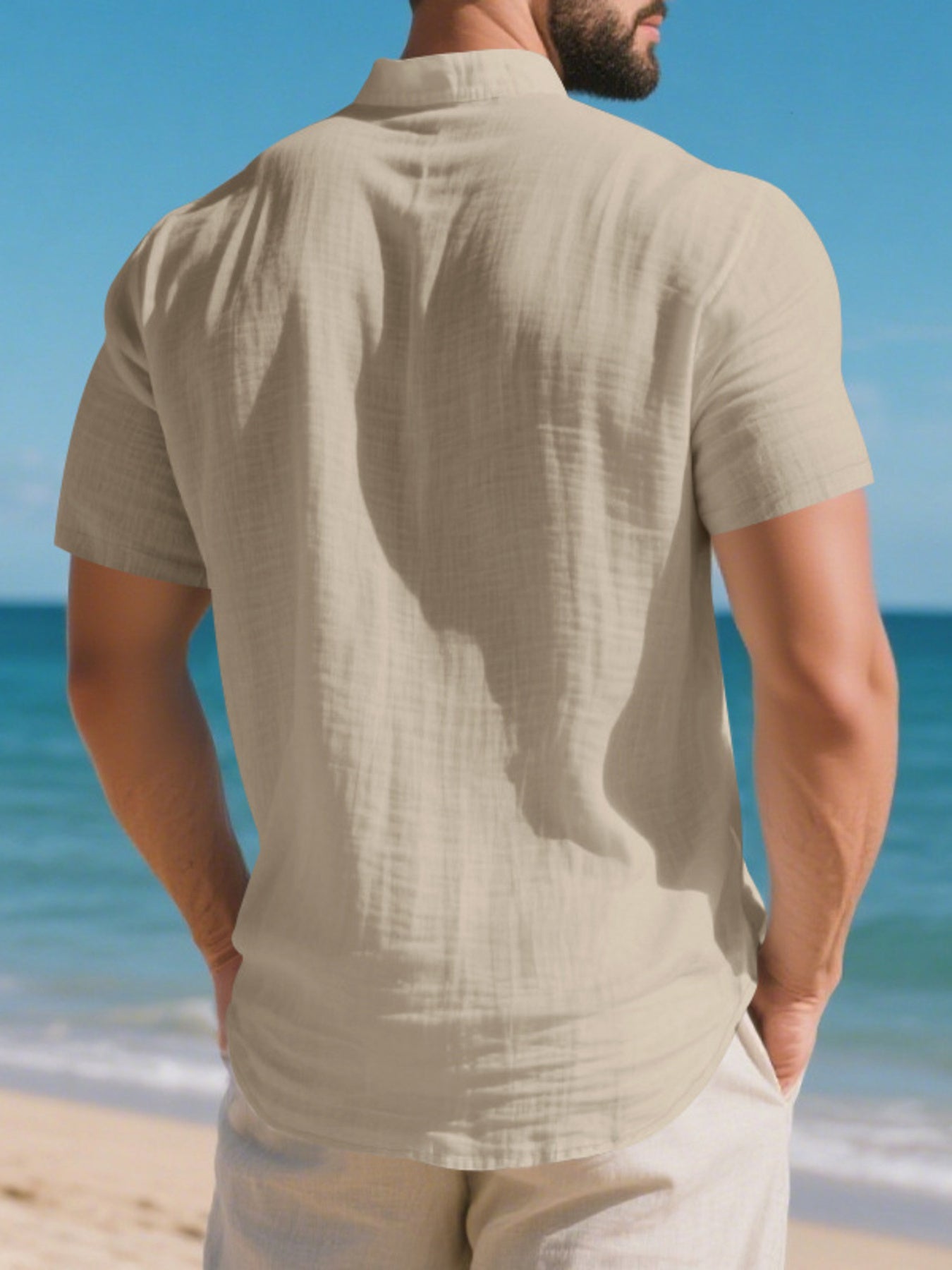 Men's Full Size Button Detail Short Sleeve Shirt Plus Size designed for comfort and style at Lookzlike