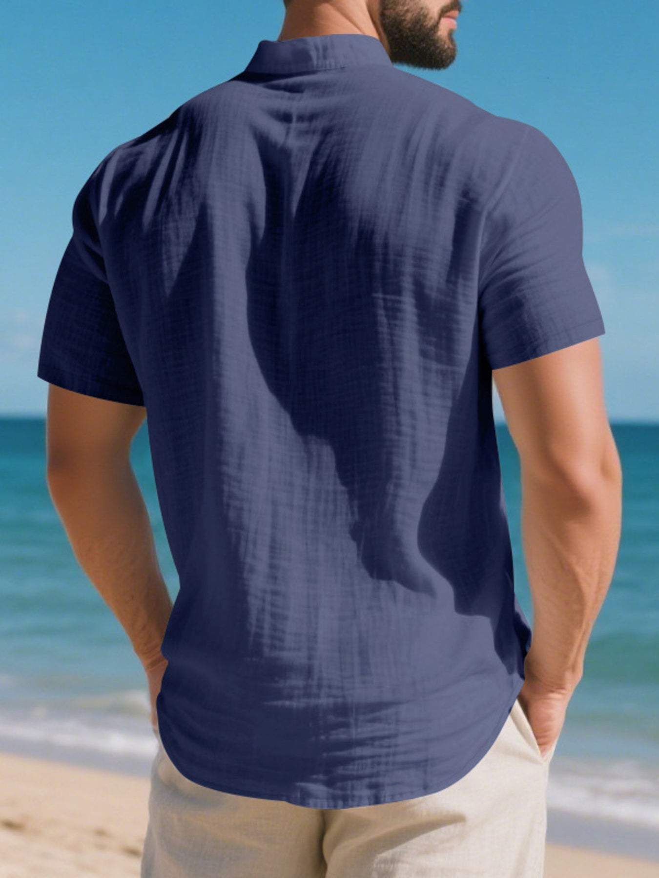 Men's Full Size Button Detail Short Sleeve Shirt Plus Size designed for comfort and style at Lookzlike