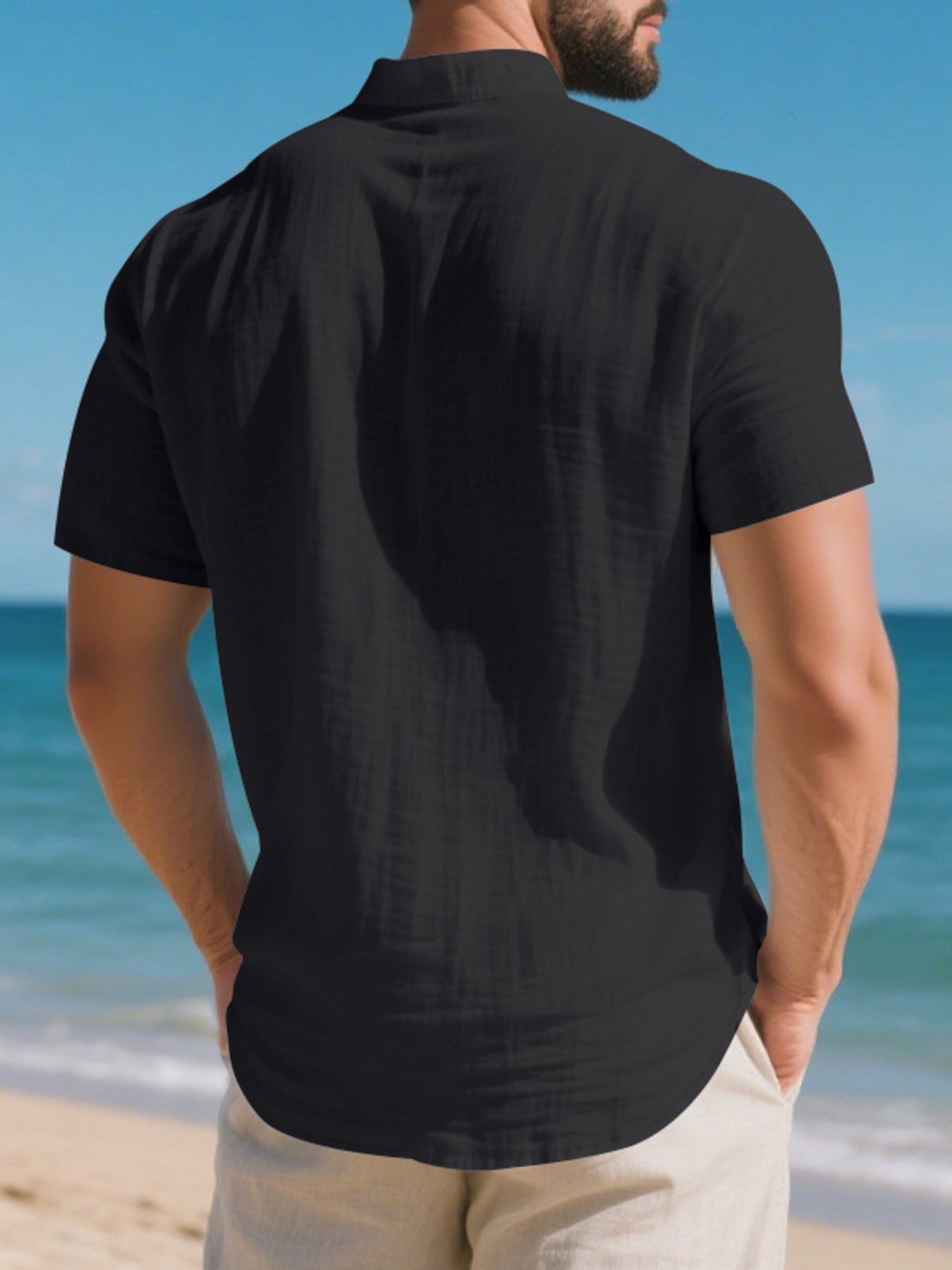 Men's Full Size Button Detail Short Sleeve Shirt Plus Size designed for comfort and style at Lookzlike