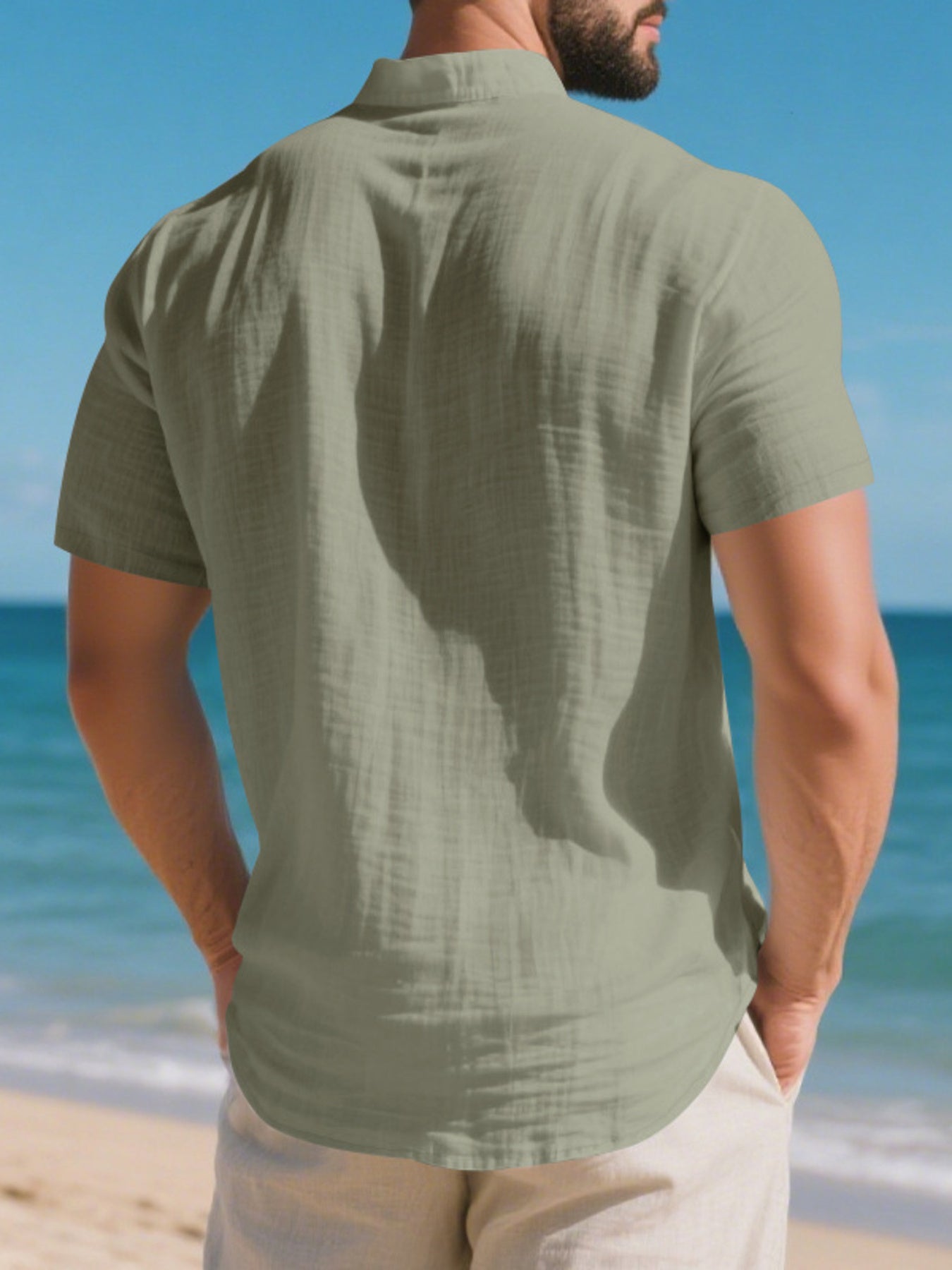 Men's Full Size Button Detail Short Sleeve Shirt Plus Size designed for comfort and style at Lookzlike
