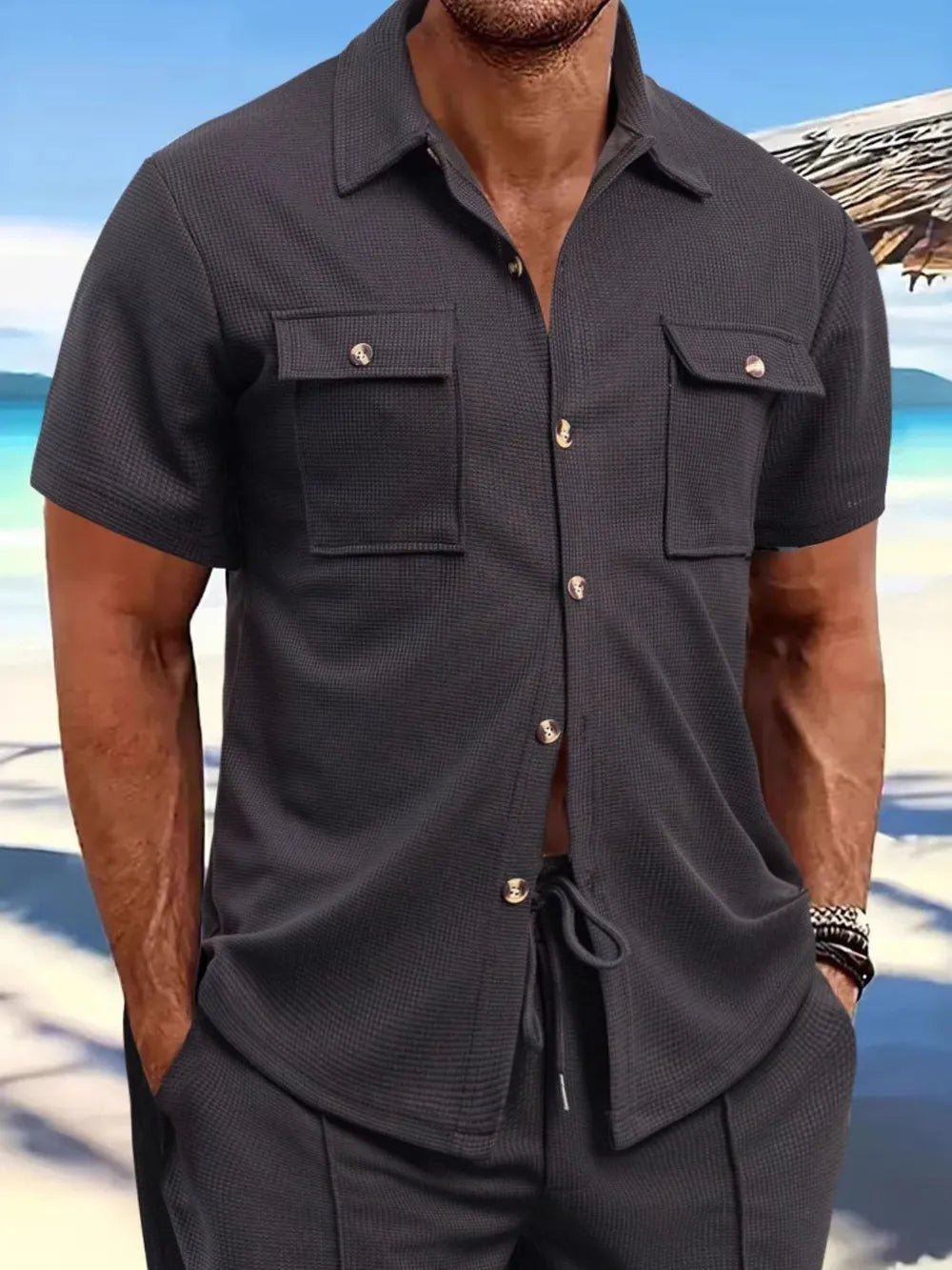 Men's Full Size Button Down Short Sleeve Shirt Plus Size - Lookzlike
