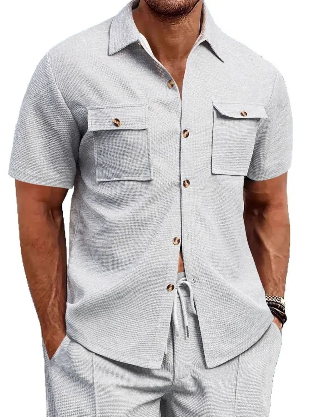 Men's Full Size Button Down Short Sleeve Shirt Plus Size - Lookzlike