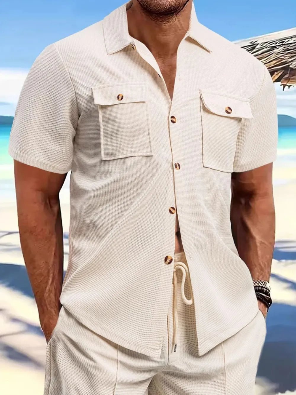 Men's Full Size Button Down Short Sleeve Shirt Plus Size - Lookzlike
