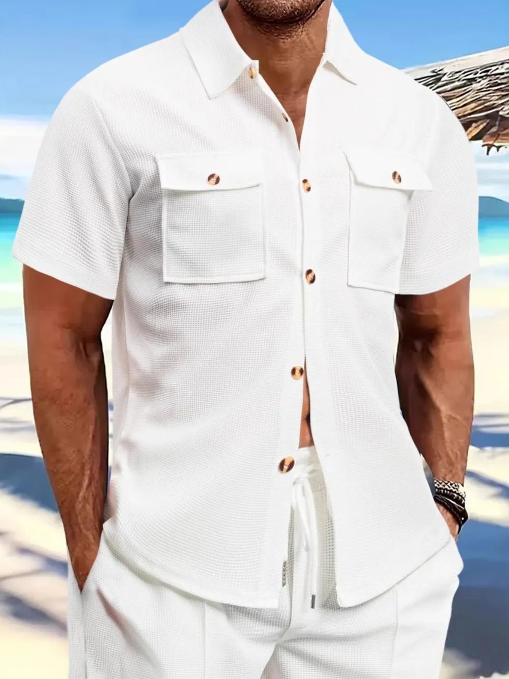 Men's Full Size Button Down Short Sleeve Shirt Plus Size - Lookzlike