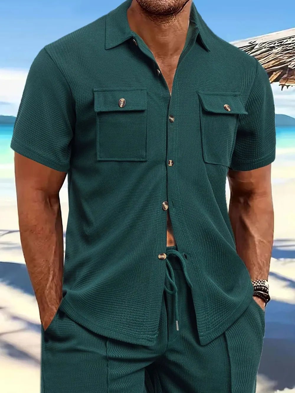 Men's Full Size Button Down Short Sleeve Shirt Plus Size - Lookzlike