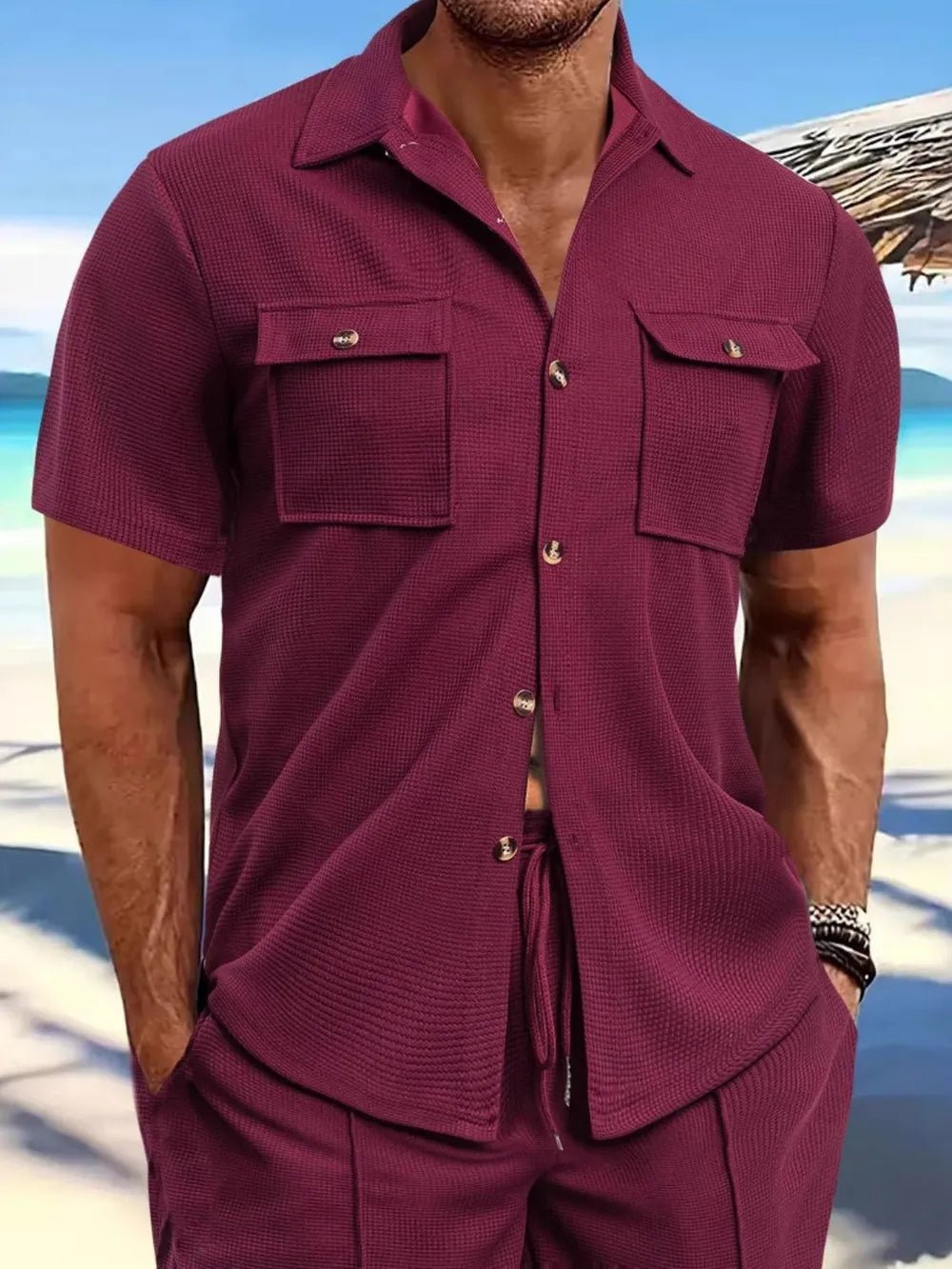 Men's Full Size Button Down Short Sleeve Shirt Plus Size - Lookzlike