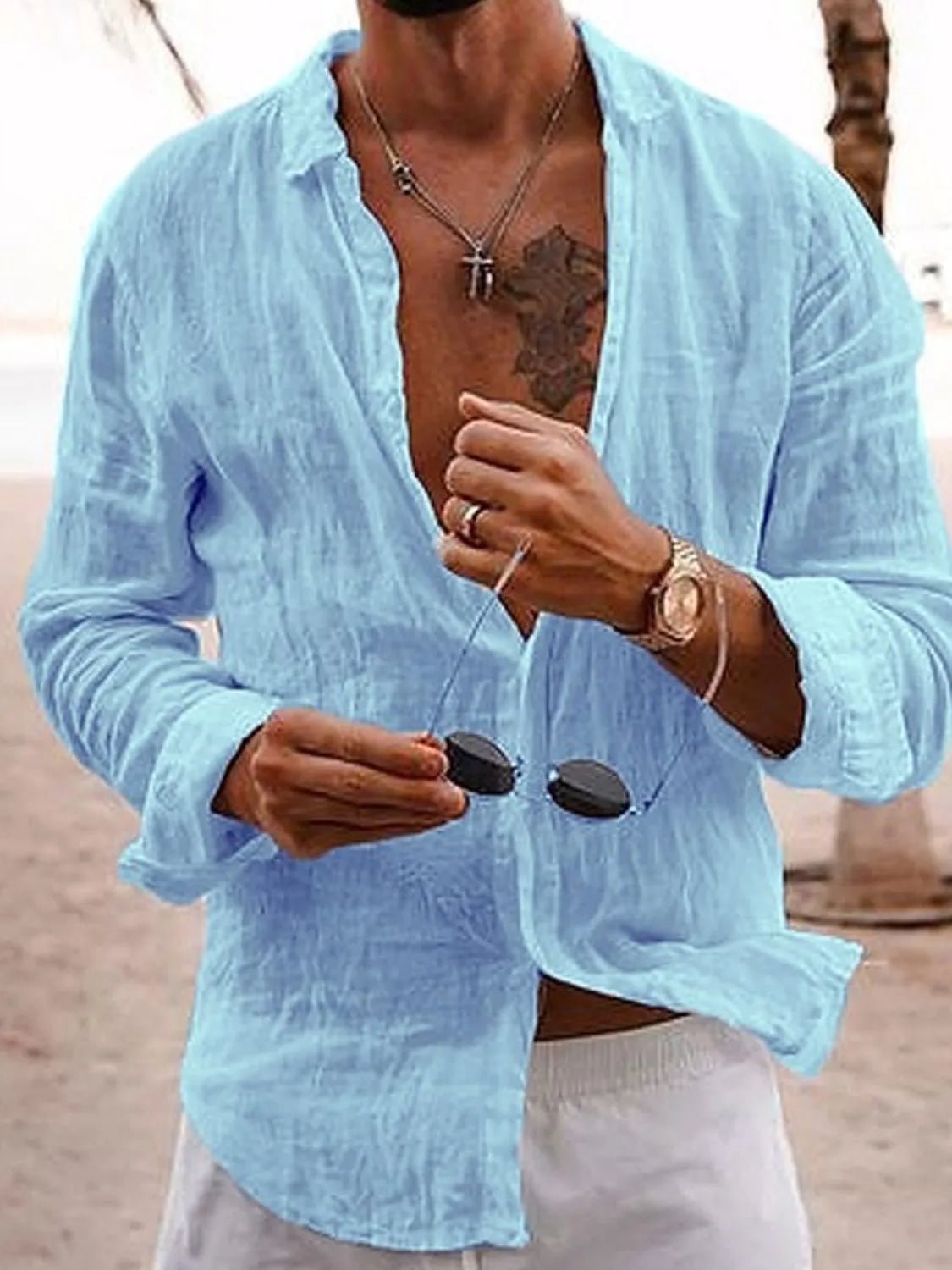 Men's Full Size Button Up Long Sleeve Shirt Plus Size - Lookzlike