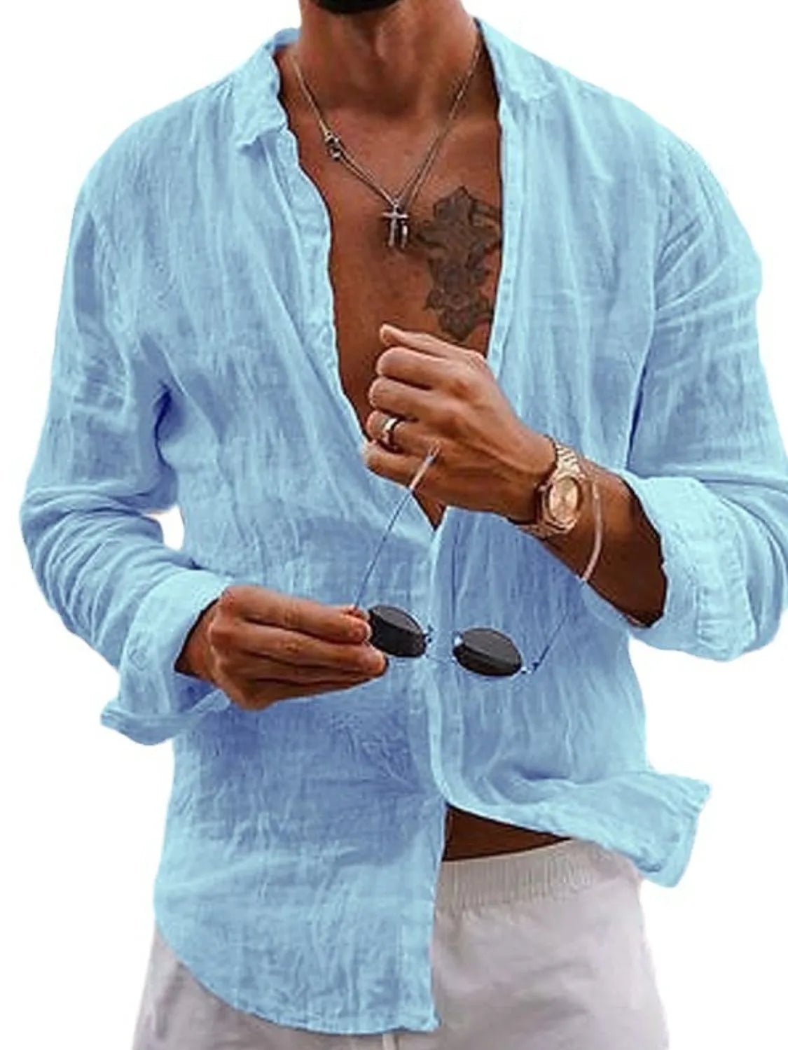 Men's Full Size Button Up Long Sleeve Shirt Plus Size - Lookzlike