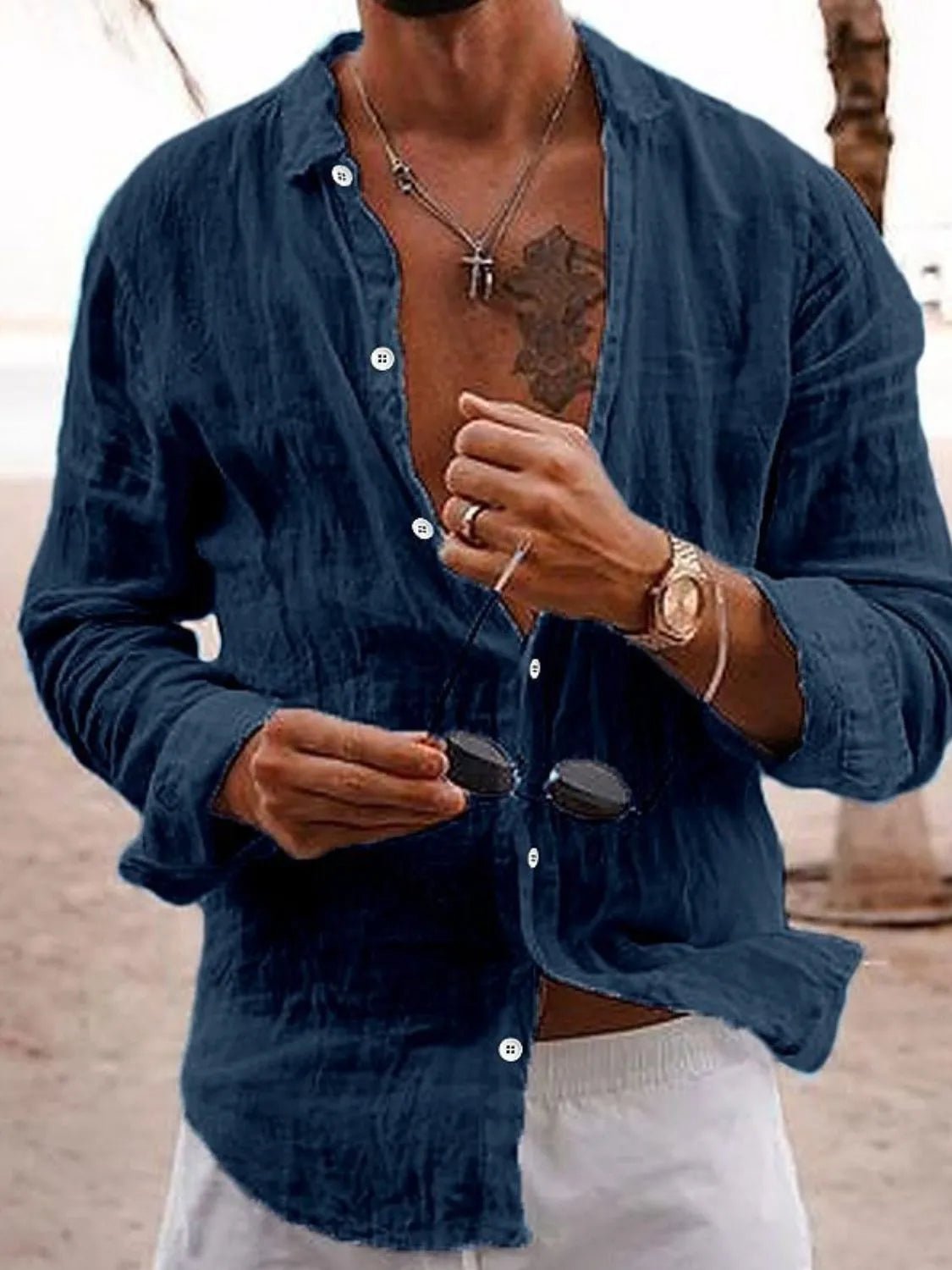 Men's Full Size Button Up Long Sleeve Shirt Plus Size - Lookzlike