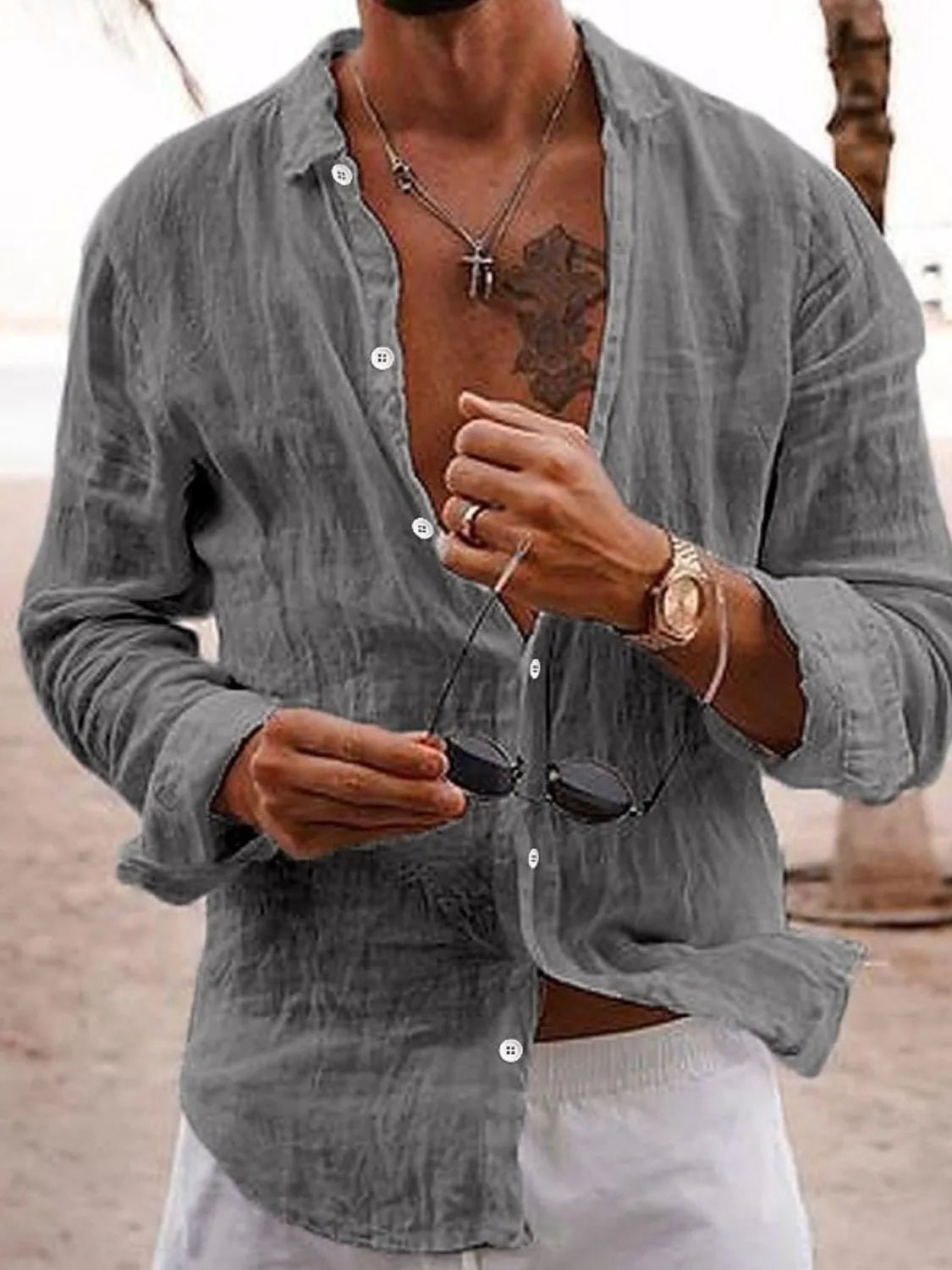 Men's Full Size Button Up Long Sleeve Shirt Plus Size - Lookzlike
