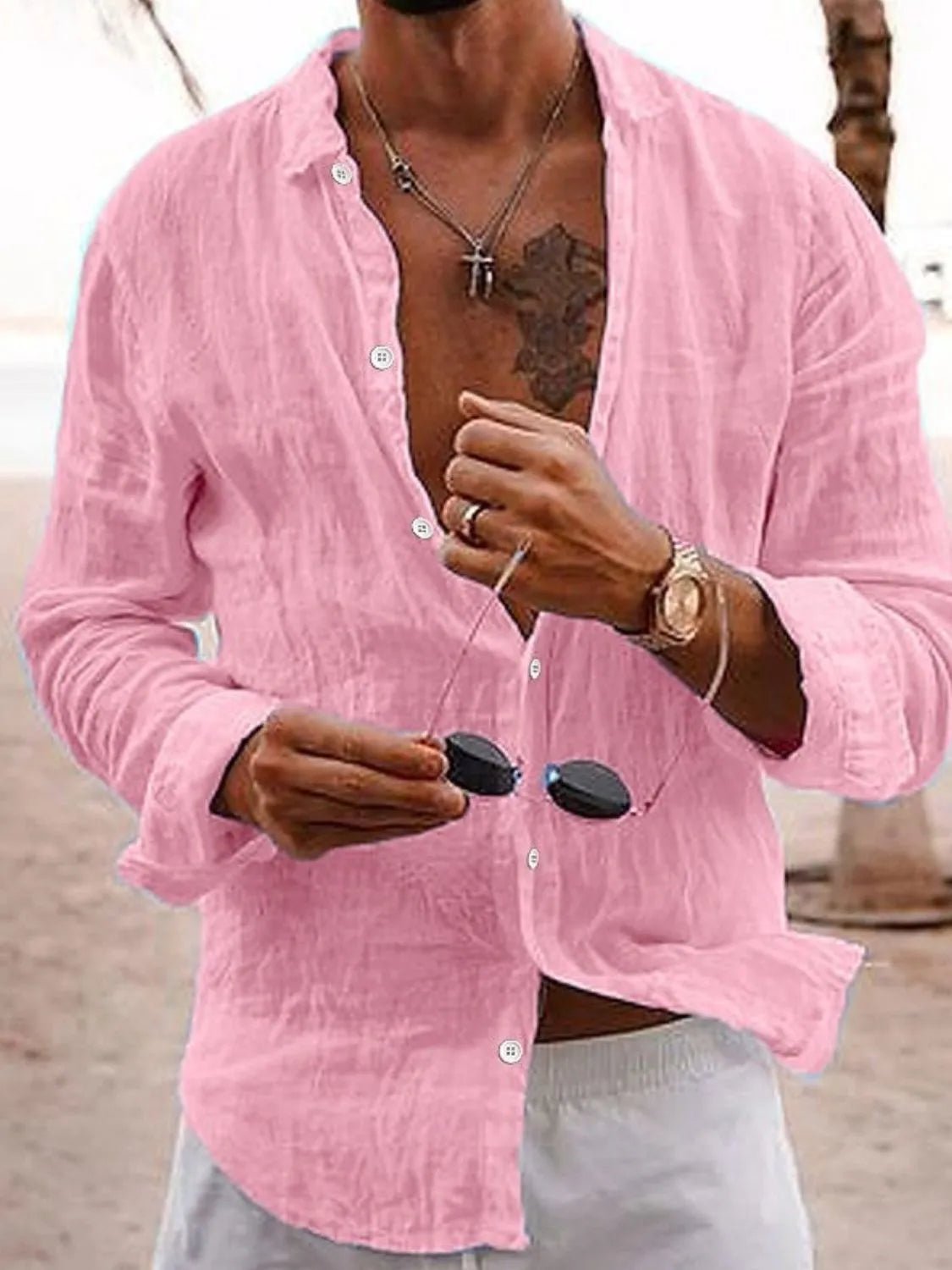 Men's Full Size Button Up Long Sleeve Shirt Plus Size - Lookzlike