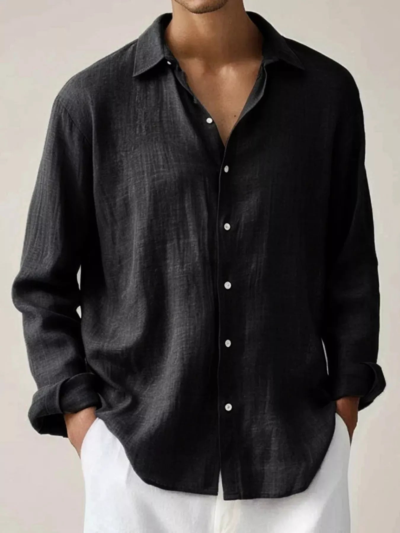 Men's Full Size Button Up Long Sleeve Shirt Plus Size designed for comfort and style at Lookzlike