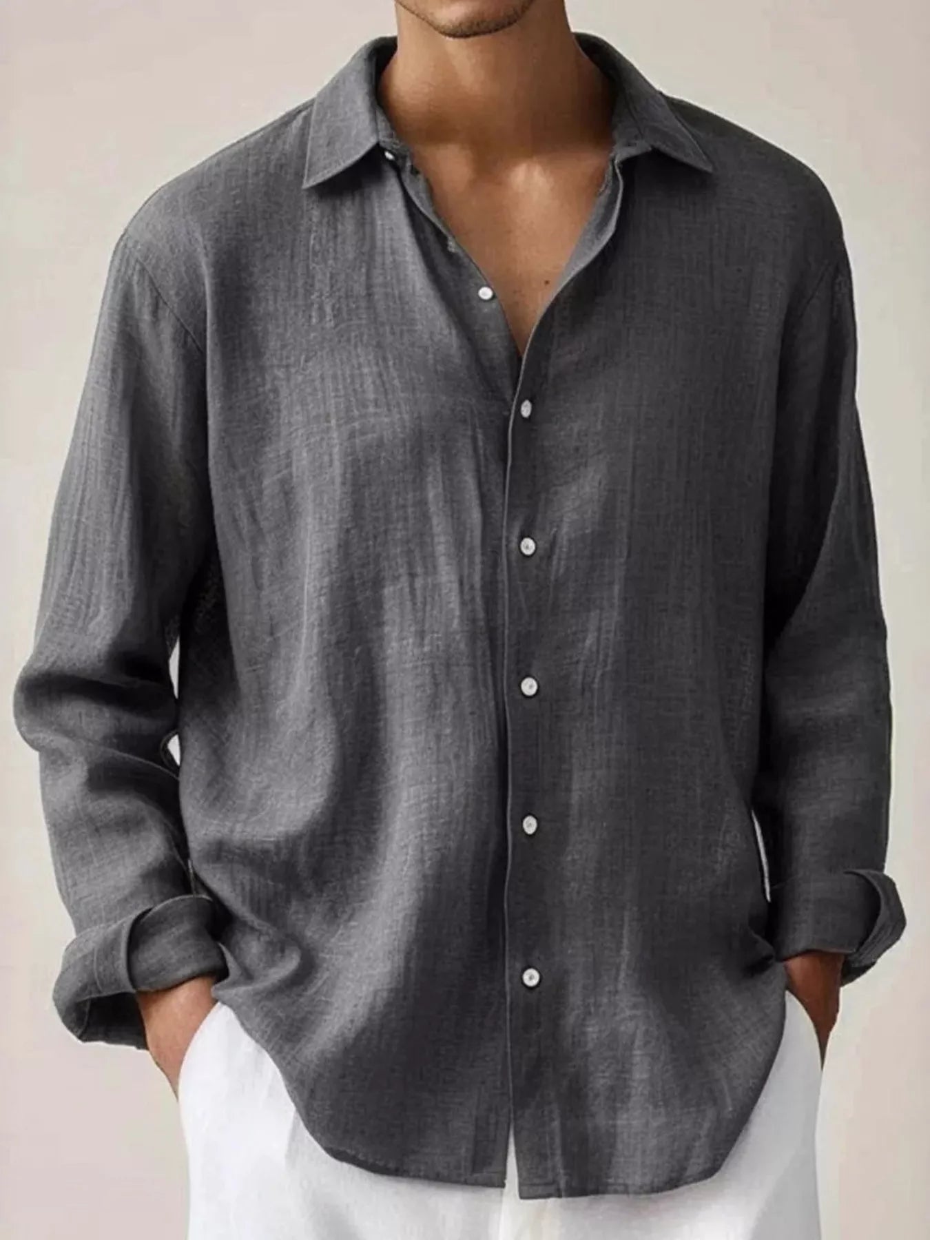 Men's Full Size Button Up Long Sleeve Shirt Plus Size designed for comfort and style at Lookzlike