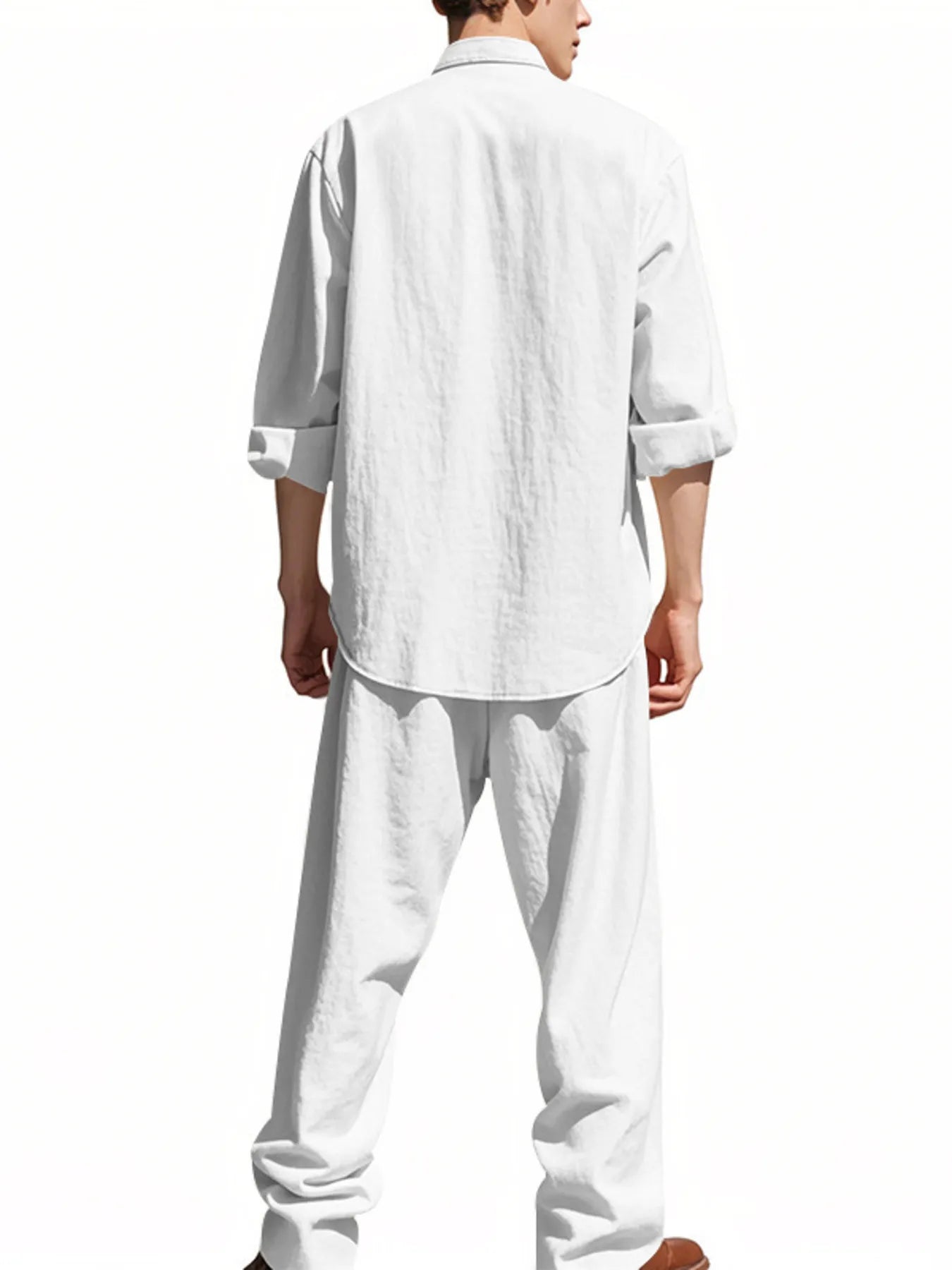 Men's Full Size Button Up Shirt and Pants Set Plus Size - Lookzlike