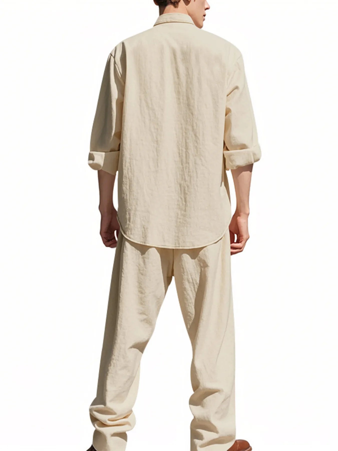 Men's Full Size Button Up Shirt and Pants Set Plus Size - Lookzlike