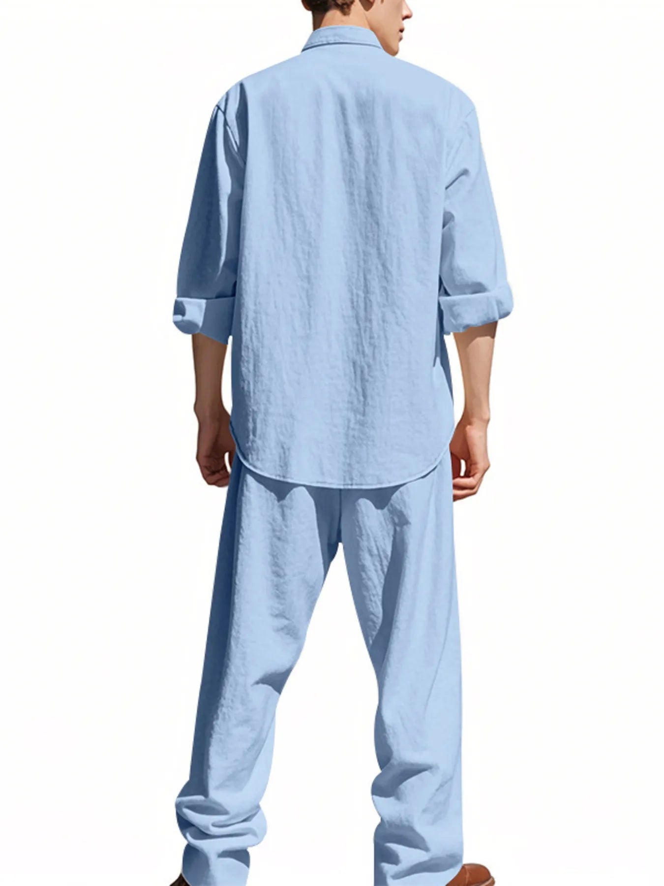 Men's Full Size Button Up Shirt and Pants Set Plus Size - Lookzlike