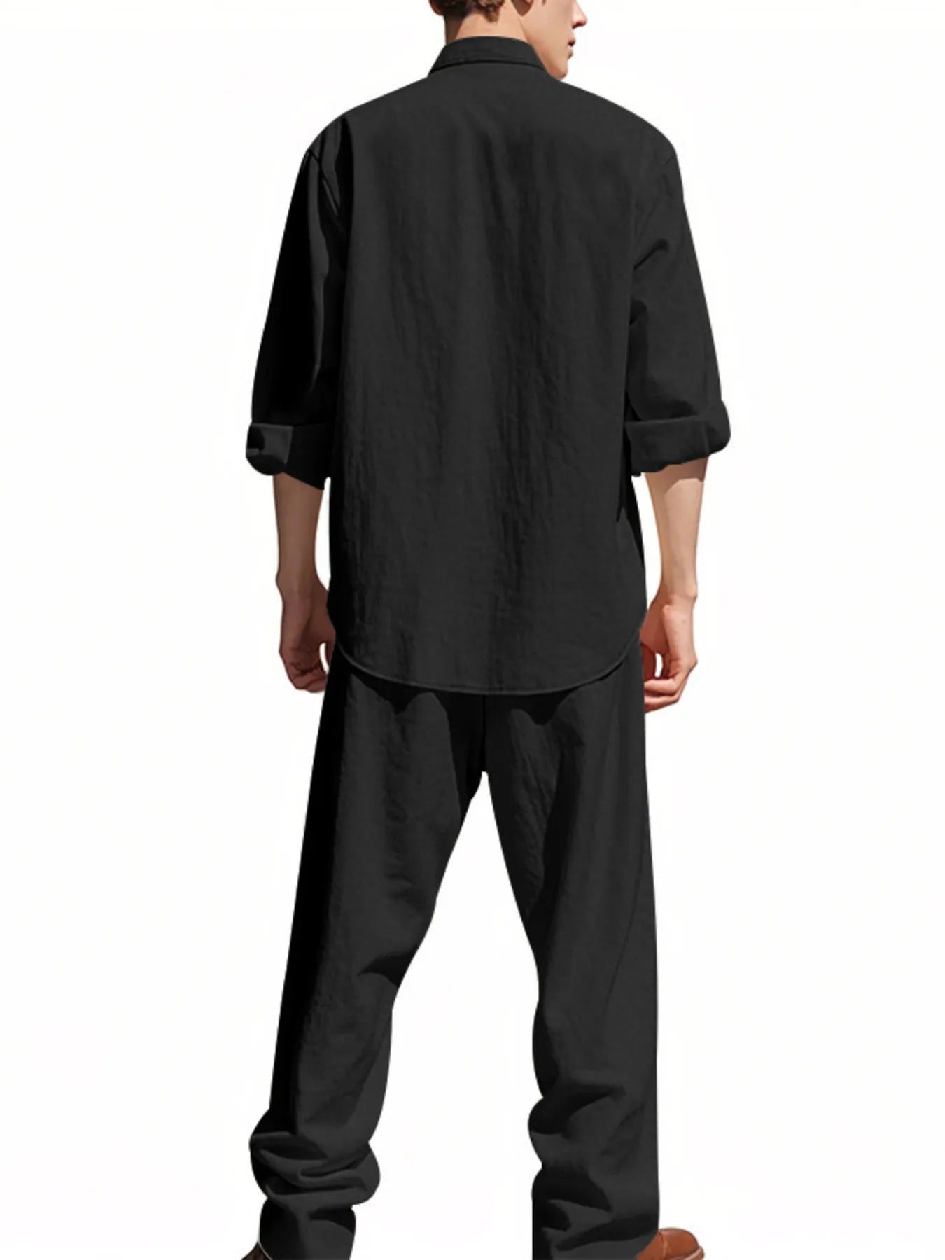 Men's Full Size Button Up Shirt and Pants Set Plus Size - Lookzlike