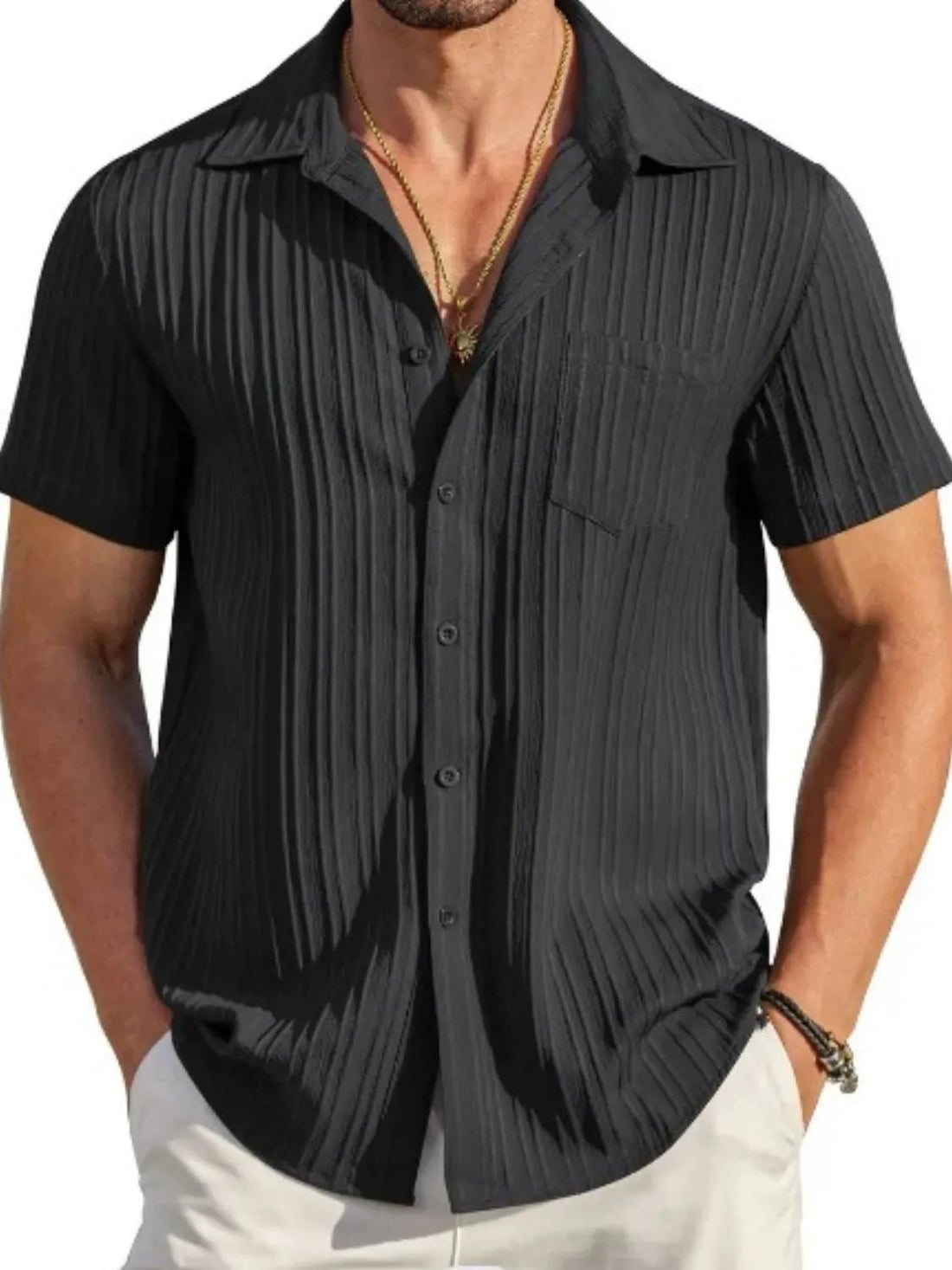 Men's Full Size Button Up Short Sleeve Shirt Plus Size - Lookzlike