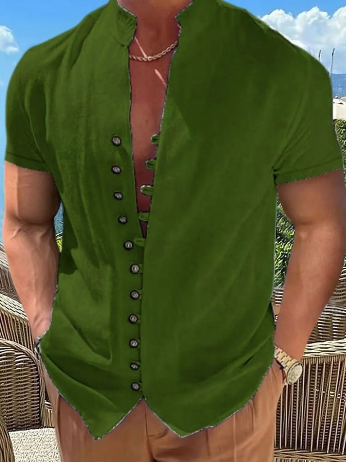 Men's Full Size Button Up Short Sleeve Shirt Plus Size - Lookzlike