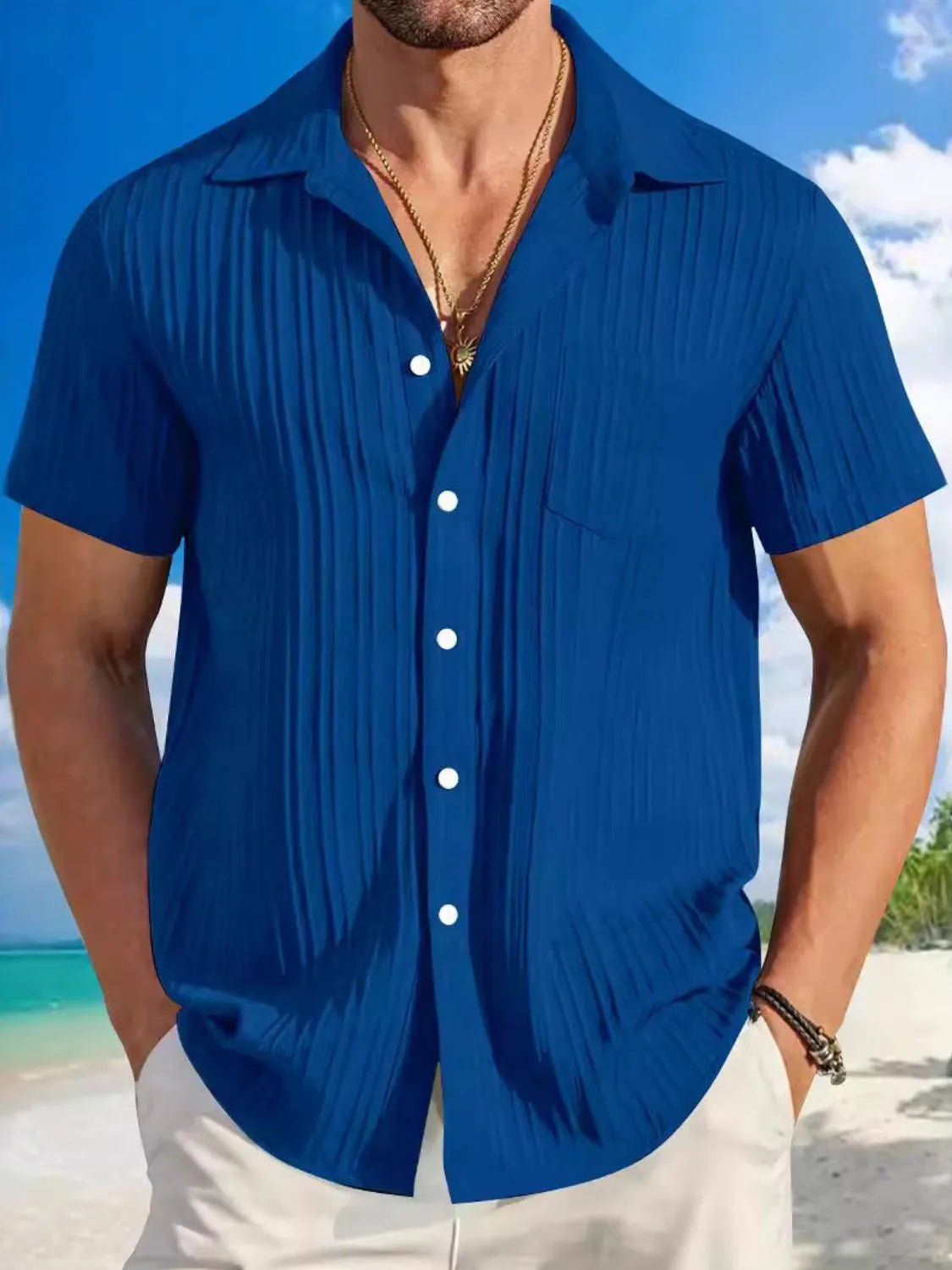 Men's Full Size Button Up Short Sleeve Shirt Plus Size - Lookzlike