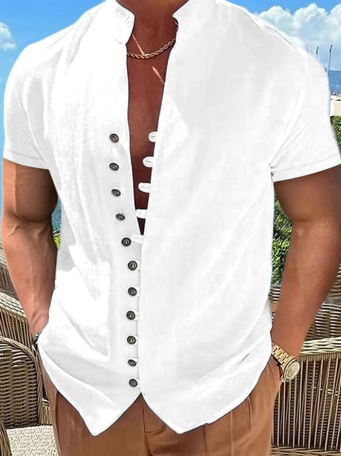 Men's Full Size Button Up Short Sleeve Shirt Plus Size - Lookzlike