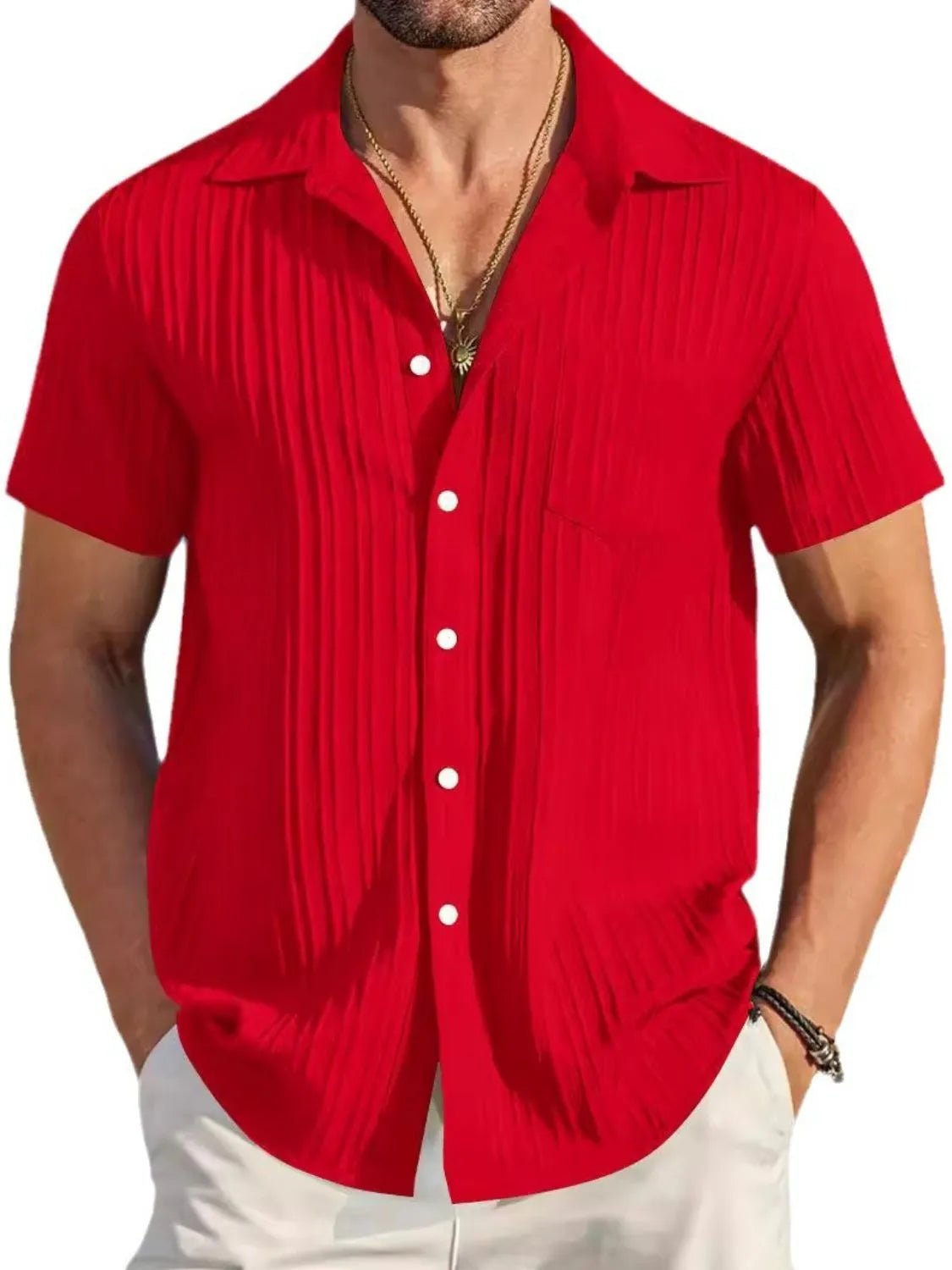 Men's Full Size Button Up Short Sleeve Shirt Plus Size - Lookzlike